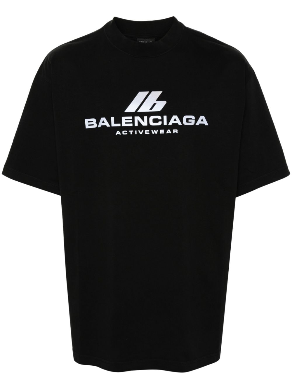 CAMISETA MC NEGRA LOGO ACTIVE PLATEADO