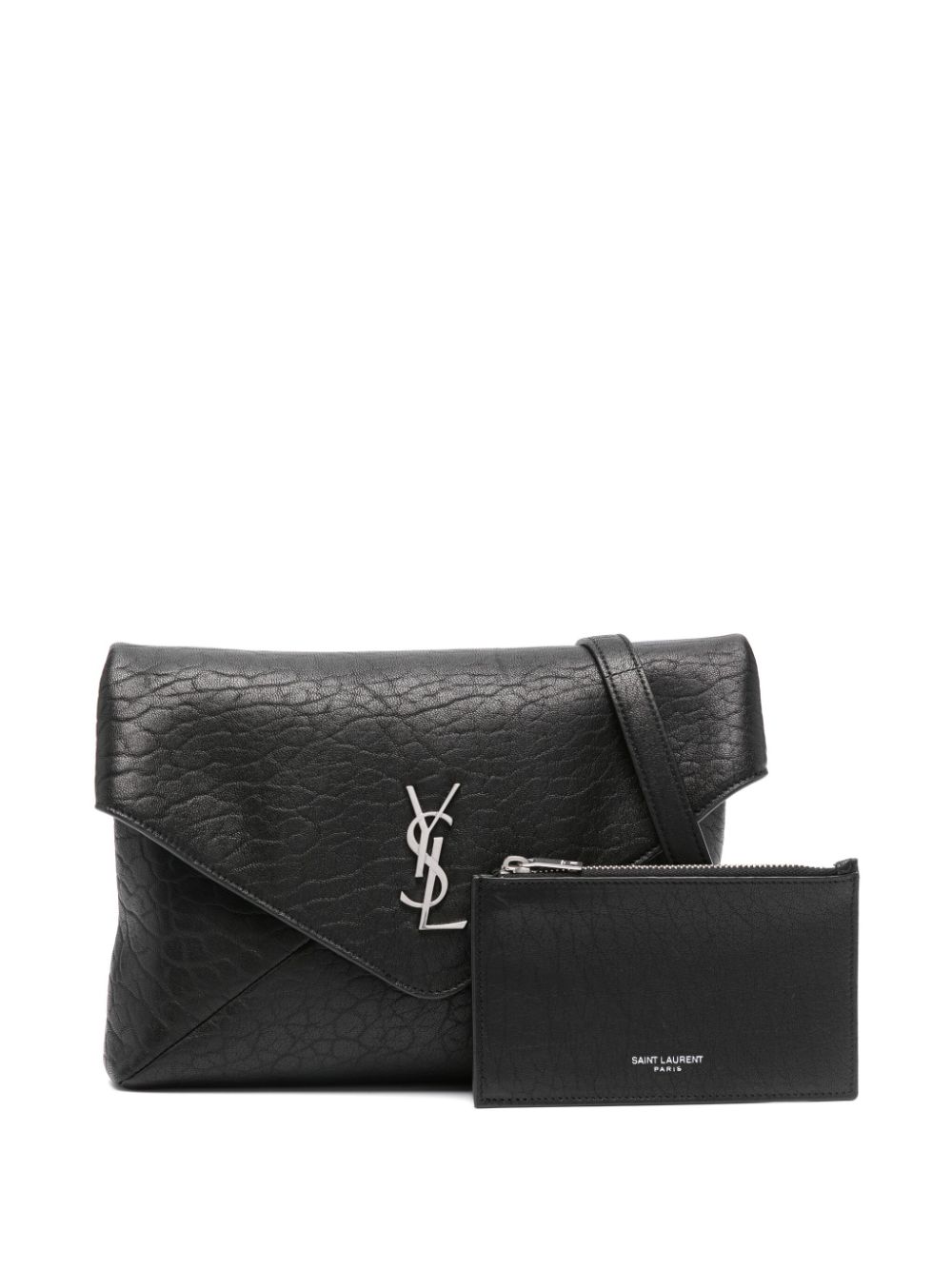 POUCH L NEGRO LOGO PLATEADO