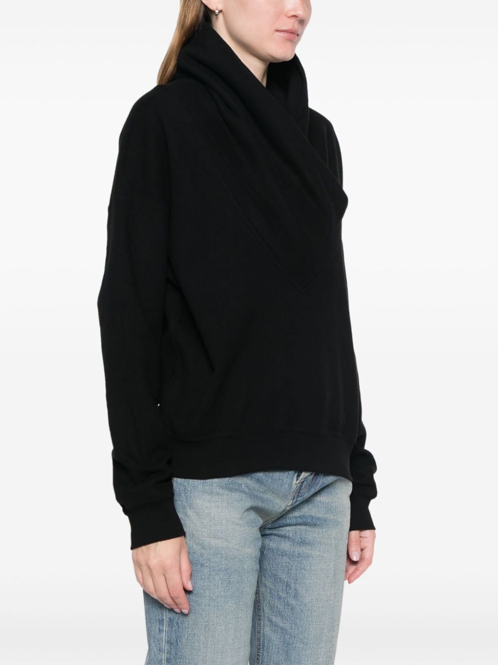 HOODIE COL DRAPE MOLLETON DOUX NEGRA