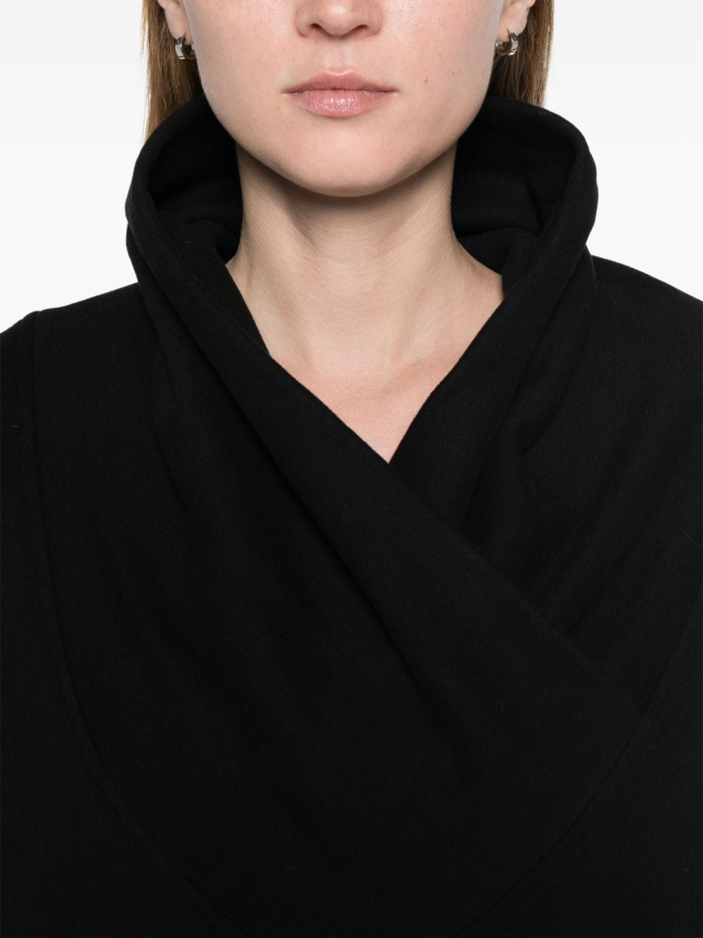 HOODIE COL DRAPE MOLLETON DOUX NEGRA