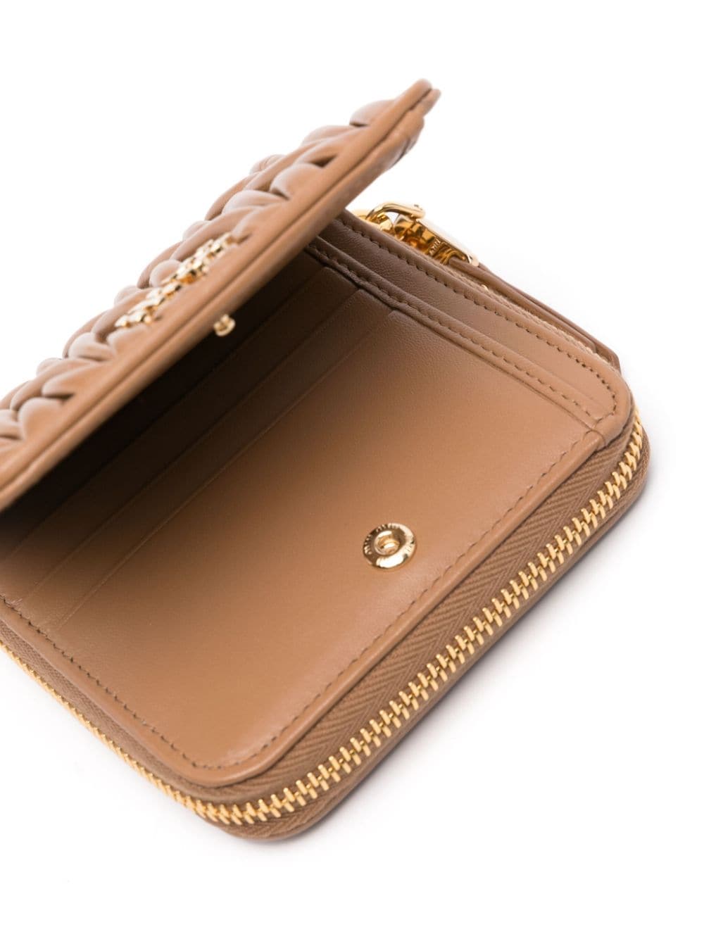 CARTERA CUADRADA CAMEL TRENZADA LOGO ZIP