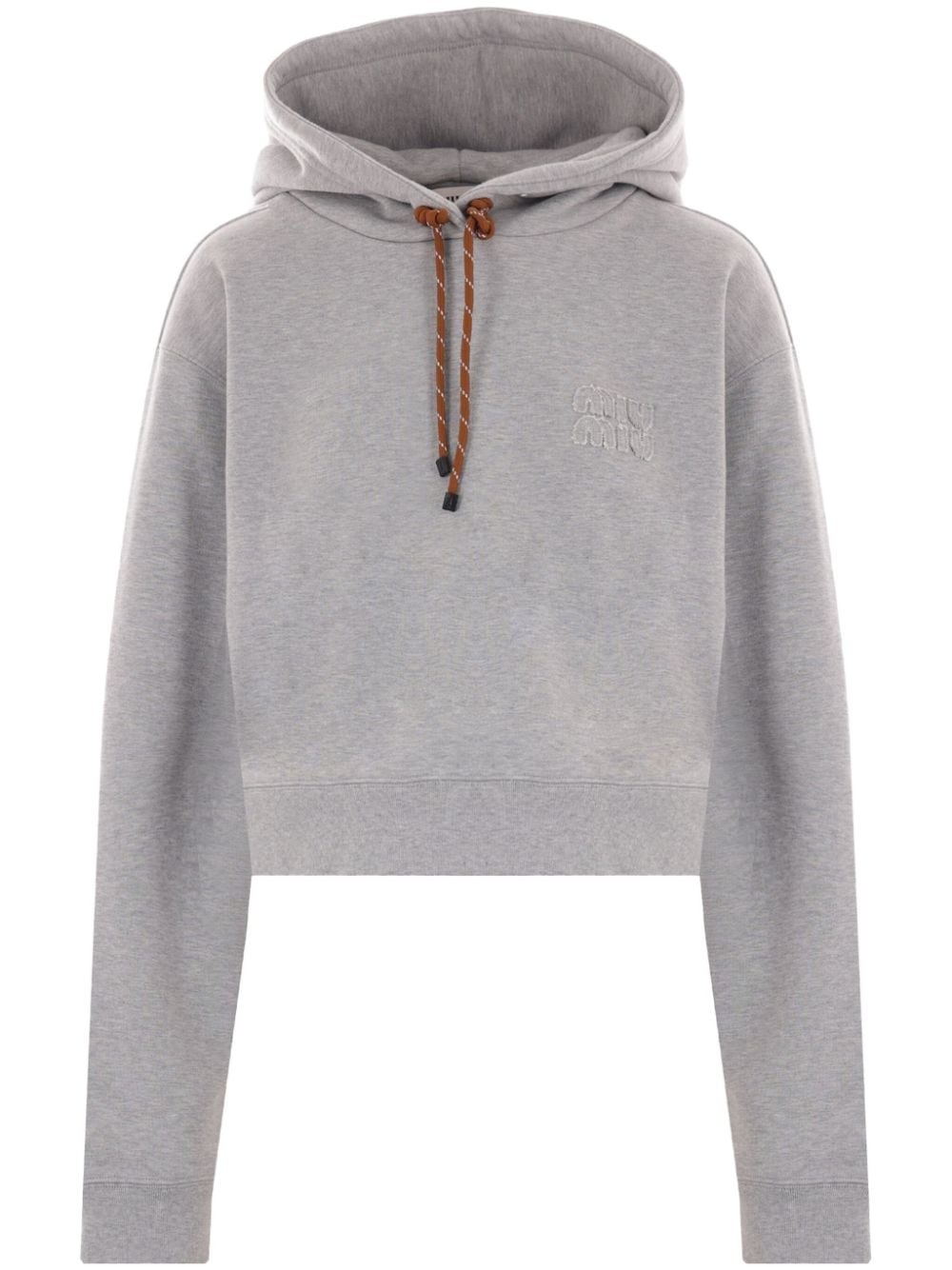 HOODIE GRIS LOGO GRIS CORDONES MARRONES