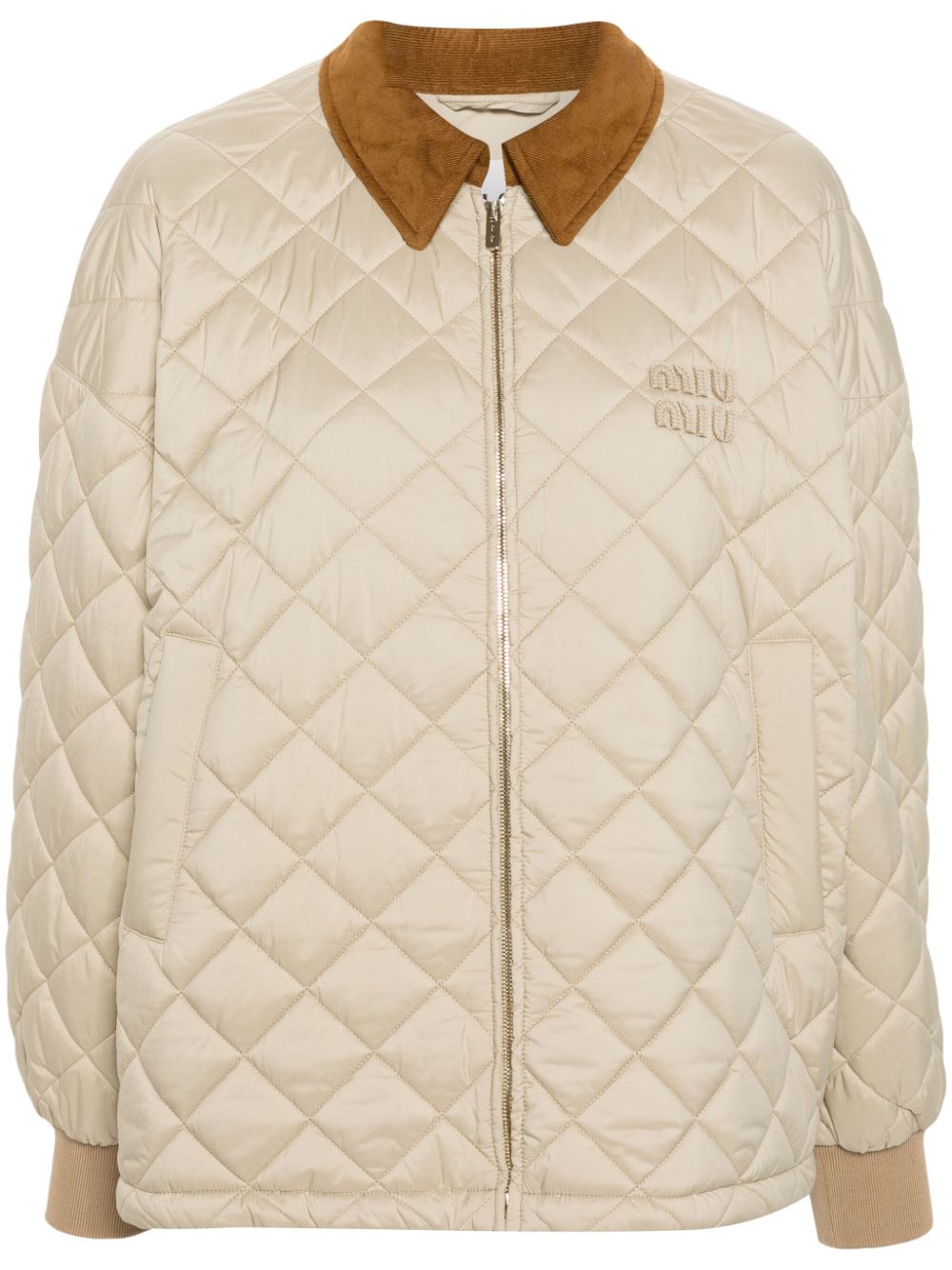 CHAQUETA BEIGE ACOLCHADA ROMBOS LOGO