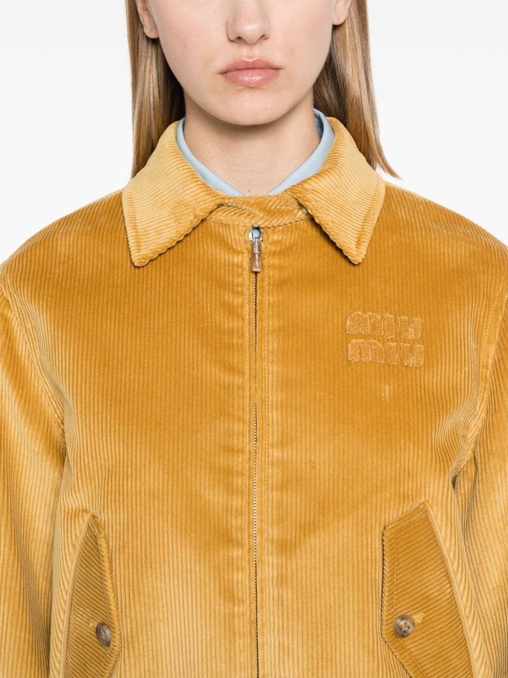 CAZADORA PANA AMARILLO MIEL CON ZIP