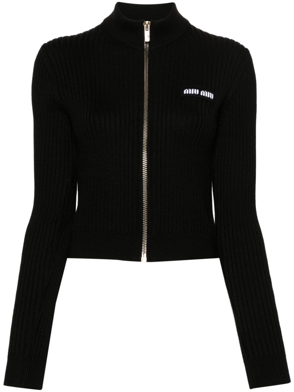 CARDIGAN NEGRO RAYAS LOGO BLANCO ZIP DOR