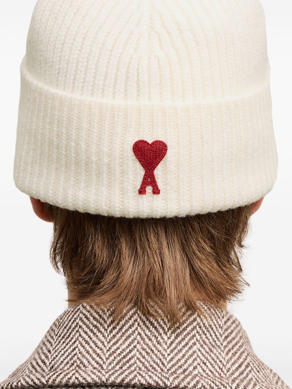 GORRO LANA BLANCO LOGO ROJO