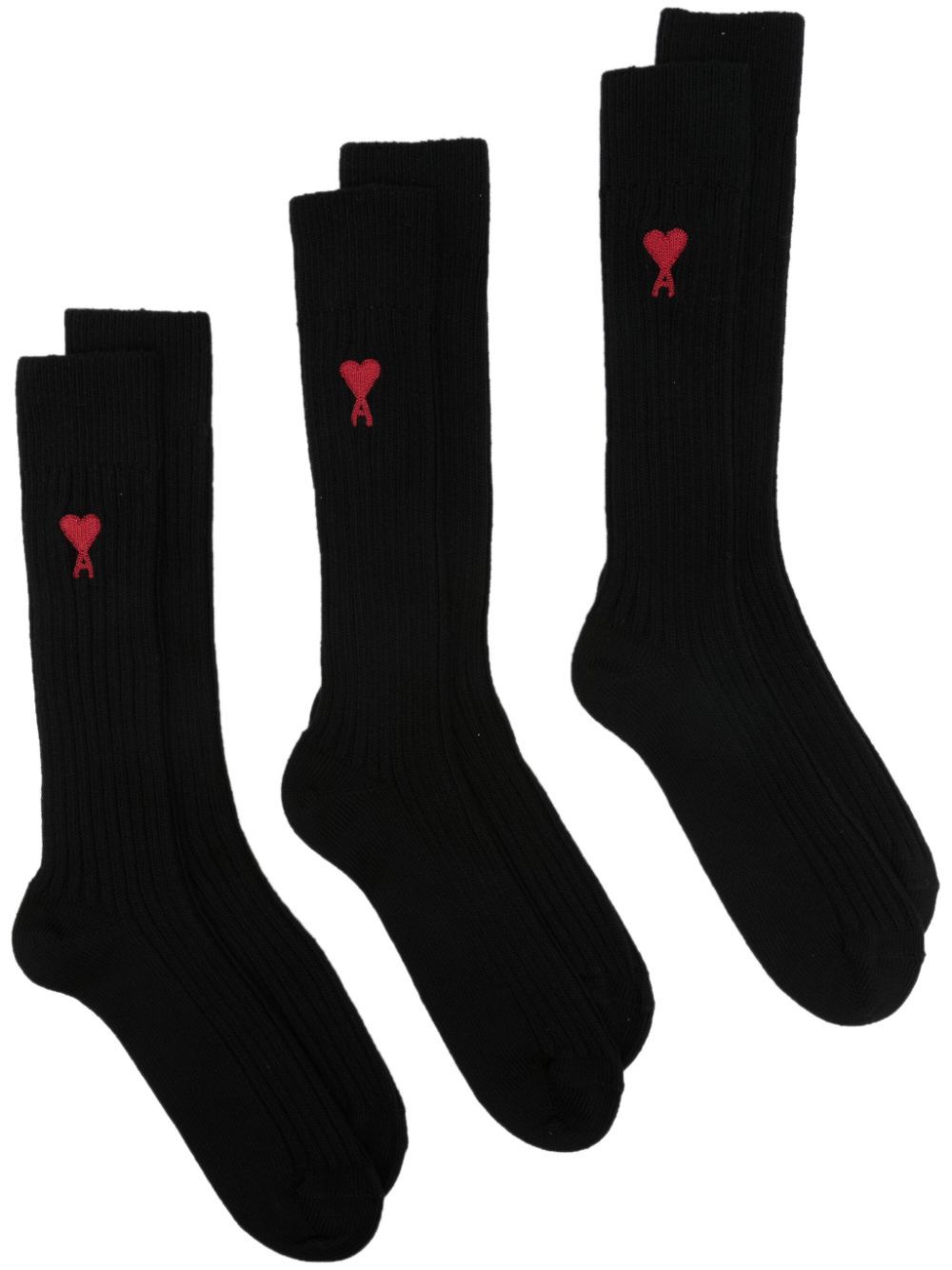 PACK 3 CALCETINES NEGROS LOGO ROJO