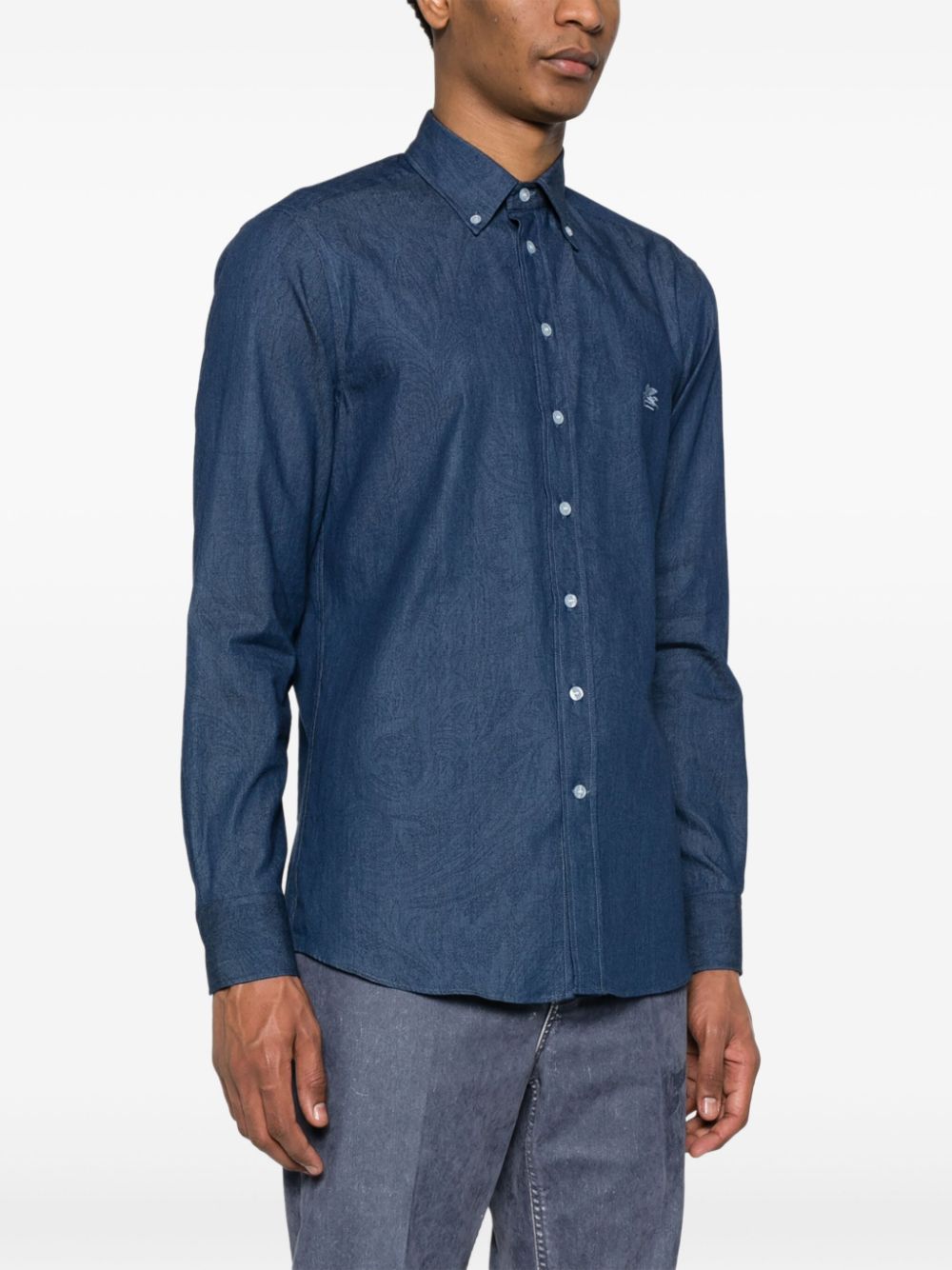 CAMISA ROMA AZUL DENIM LOGO BORDADO