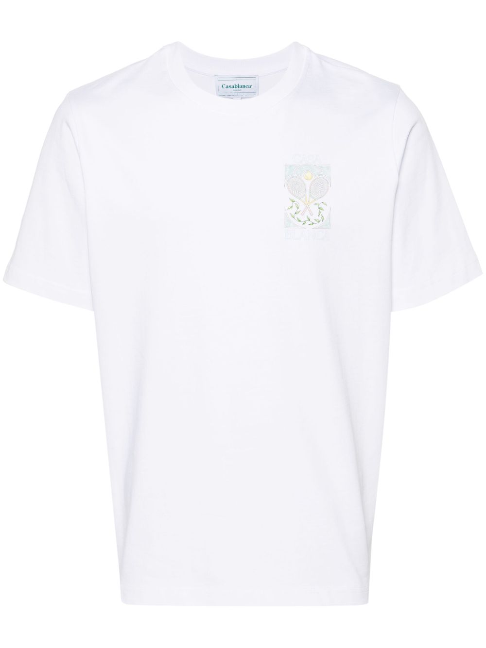 CAMISETA MC BLANCA LOGO CELESTE RAQUETAS