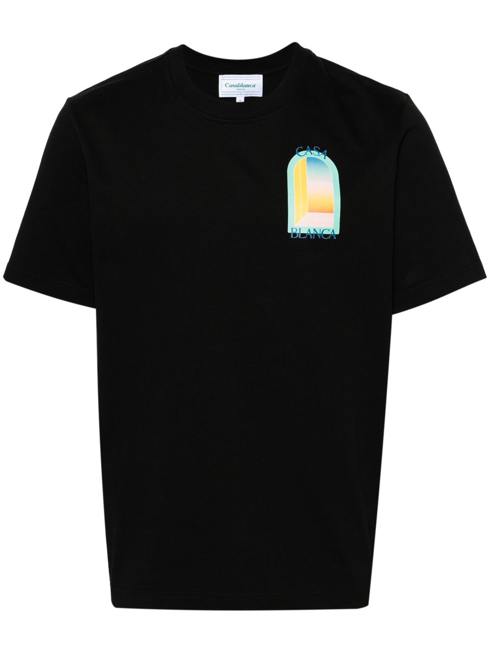 CAMISETA MC NEGRA LOGO AZUL VENTANA ARCO