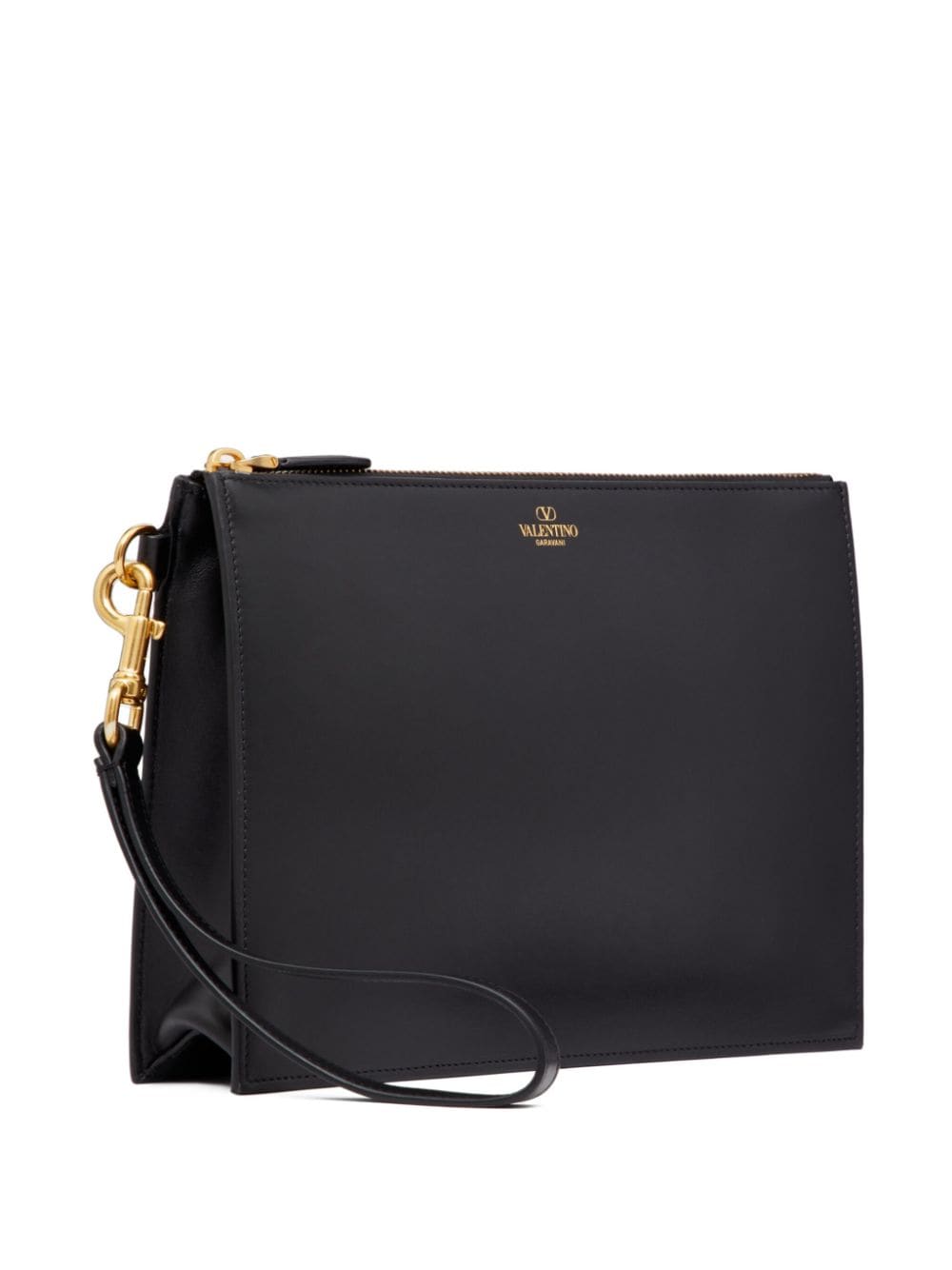 POUCH NEGRO ZIP DORADO