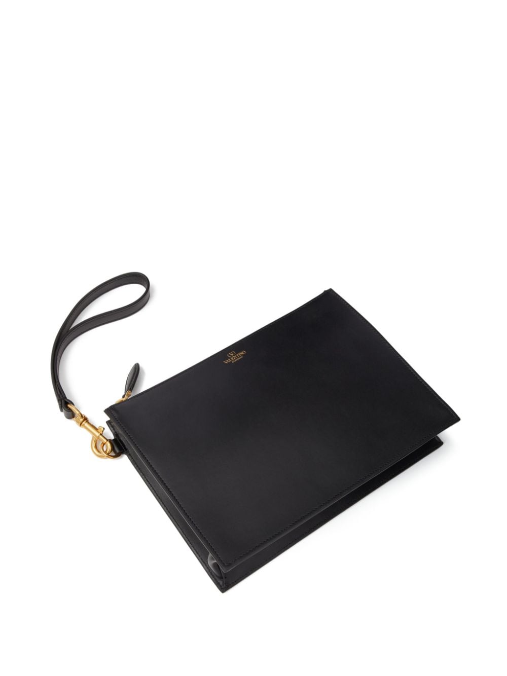 POUCH NEGRO ZIP DORADO