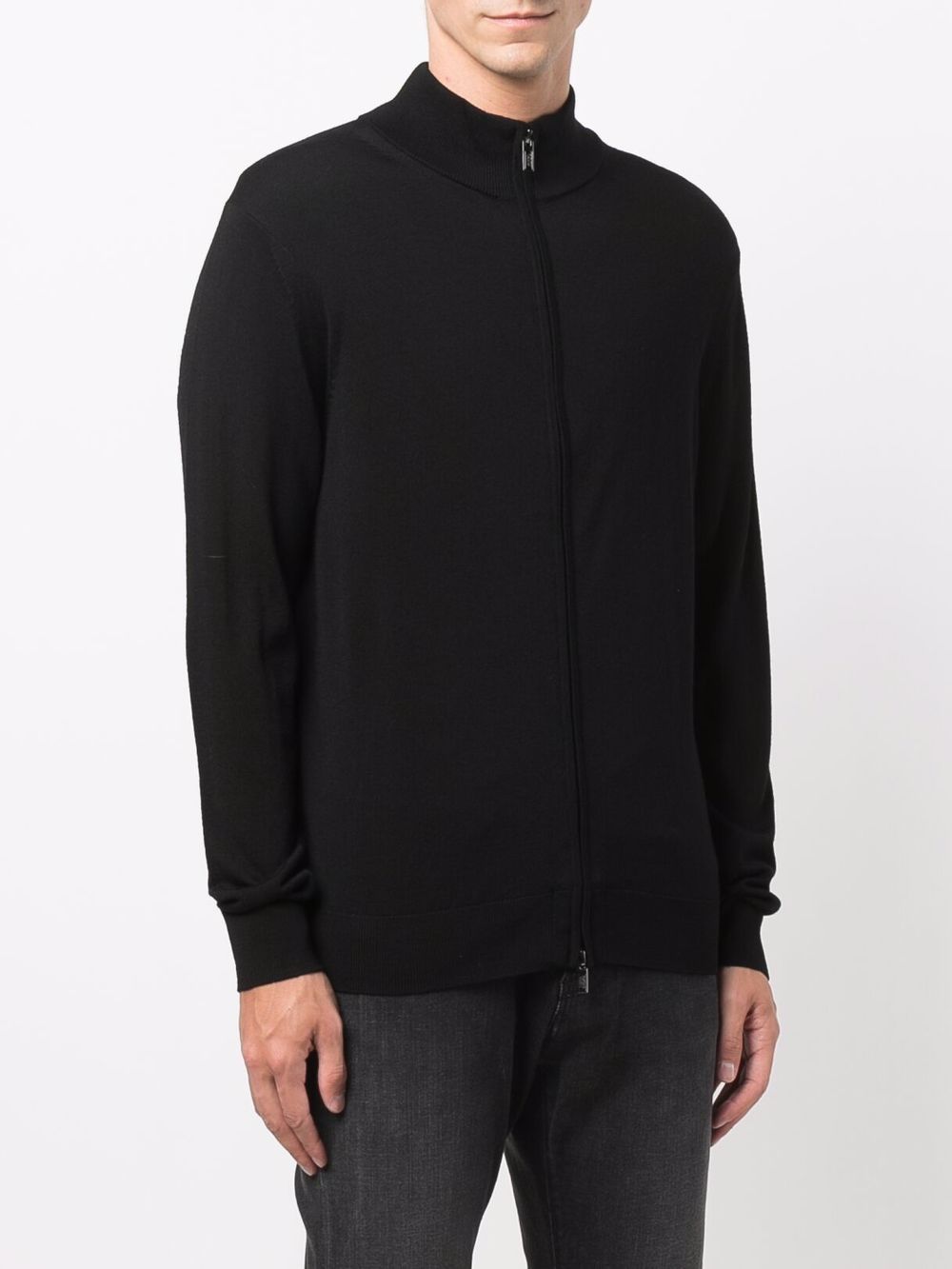 CARDIGAN NEGRO ZIP CUELLO ALTO 