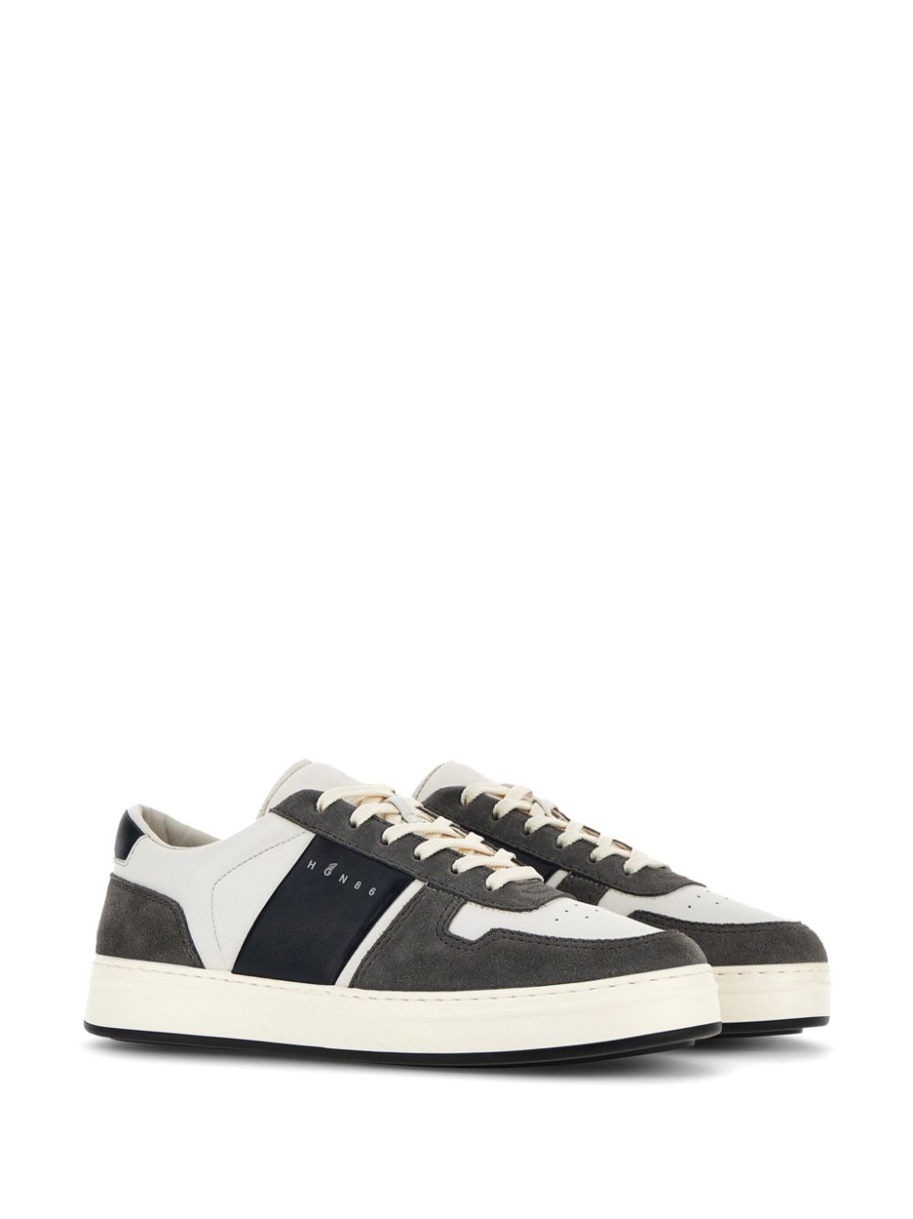 SNEAKER H668 BLANCO GRIS BANDA MARINO