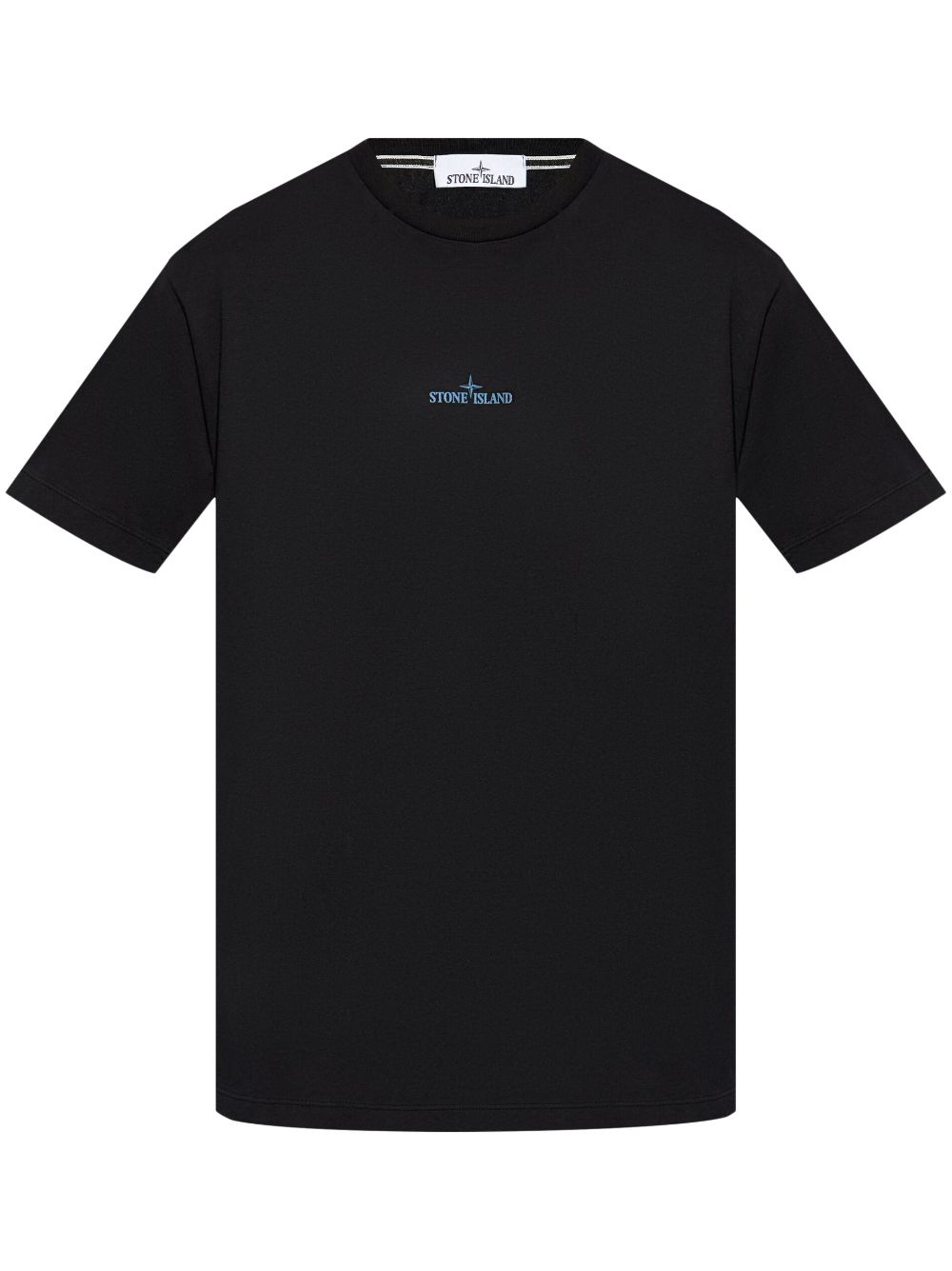 CAMISETA MC NEGRA LOGO AZUL CELESTE