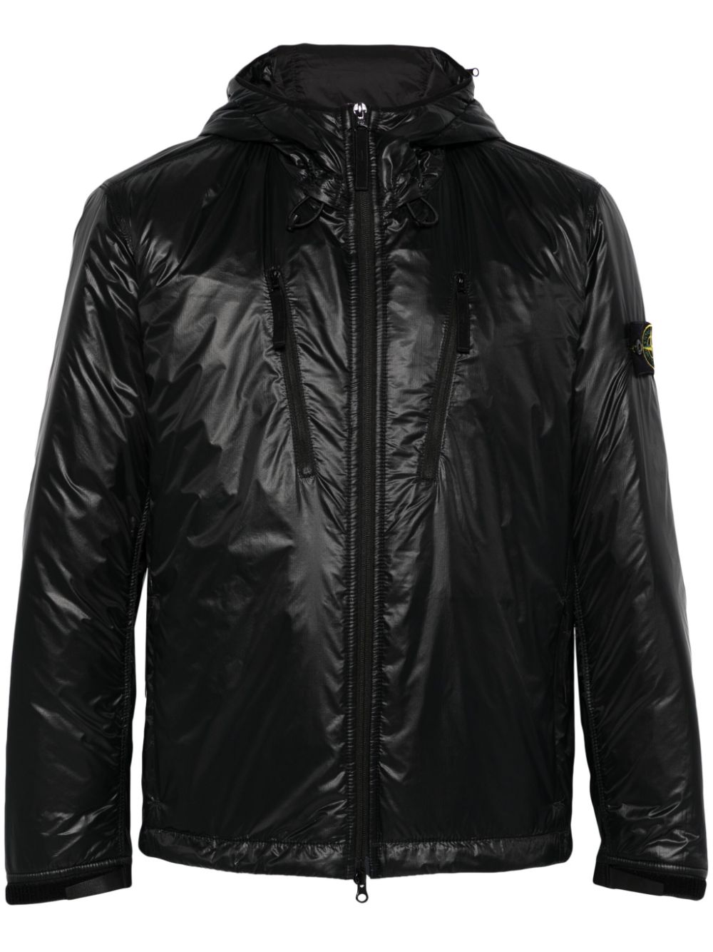 CHAQUETA SPORT NEGRA NYLON CON CAPUCHA