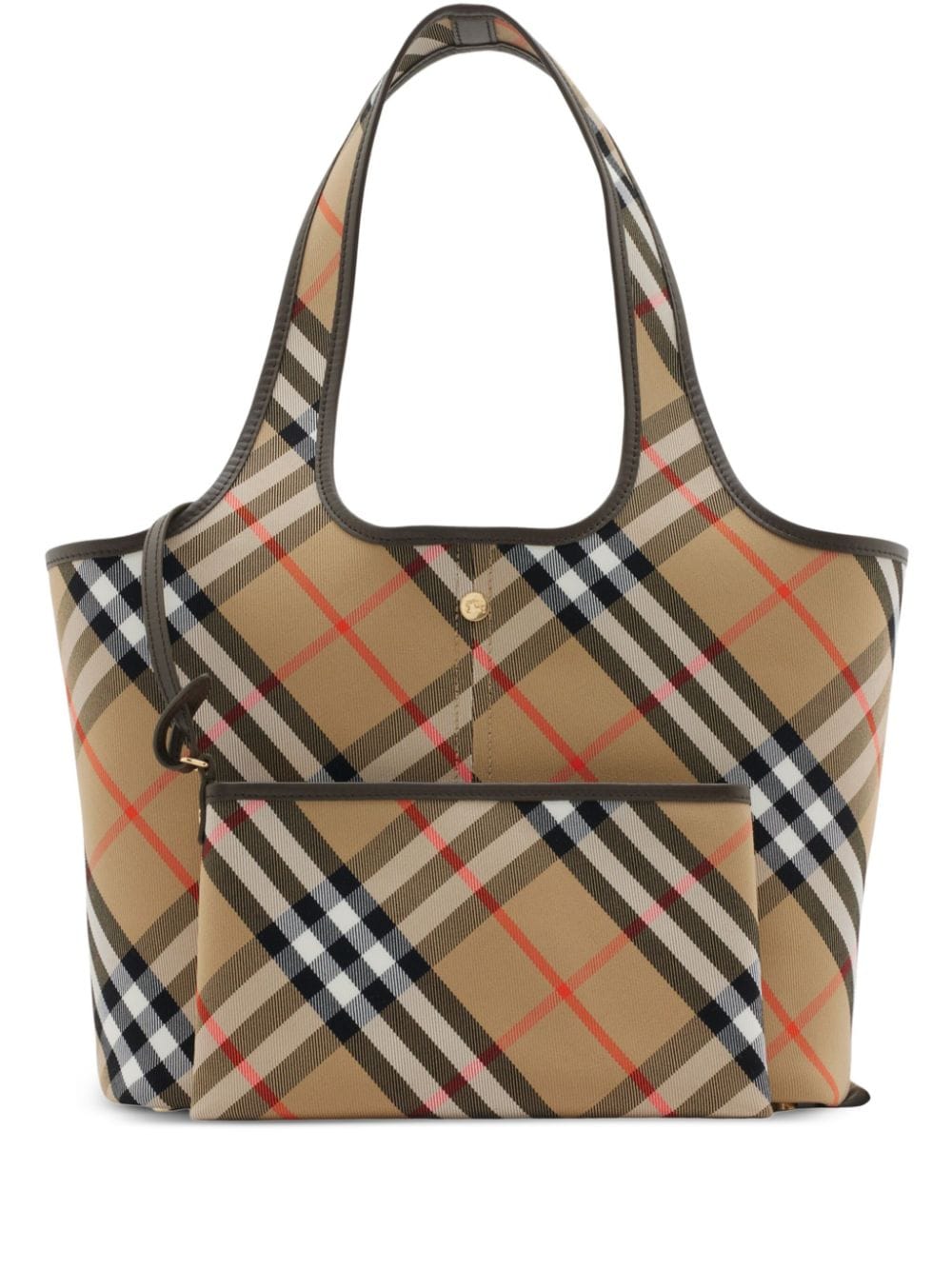 TOTE S CJ1 BEIGE CAMEL CUADROS ZIP LOGO