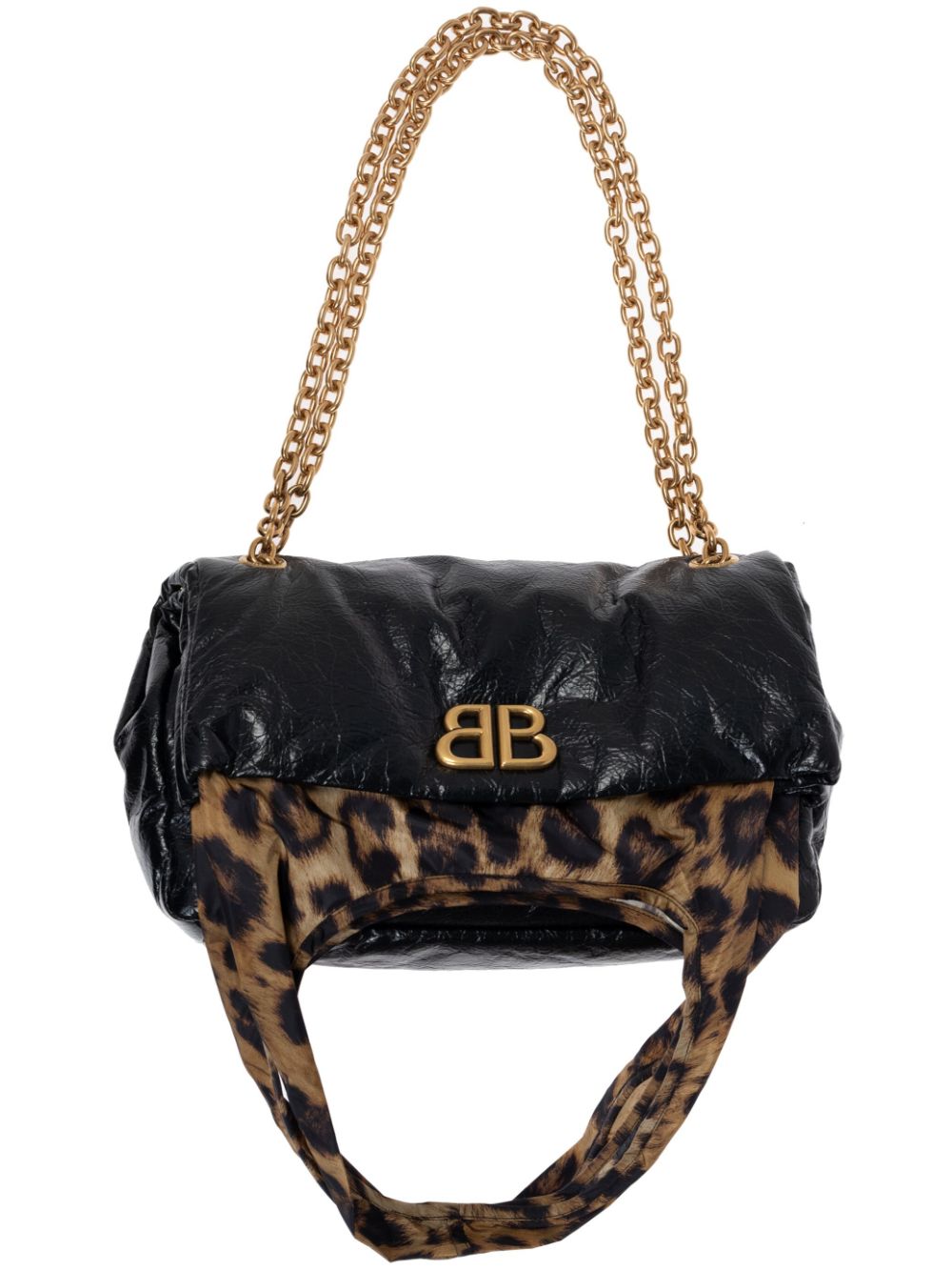 BOLSO MONACO S NEGRO DET ASAS LEOPARDO