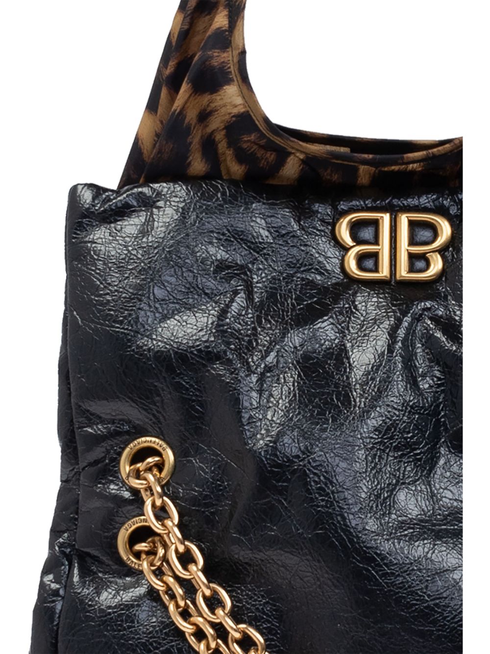 BOLSO MONACO S NEGRO DET ASAS LEOPARDO