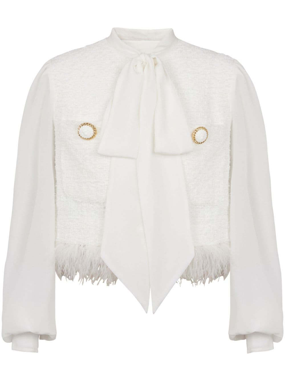 CHAQUETA LAVALLIERE BLANCA LAZO BOLSILLO