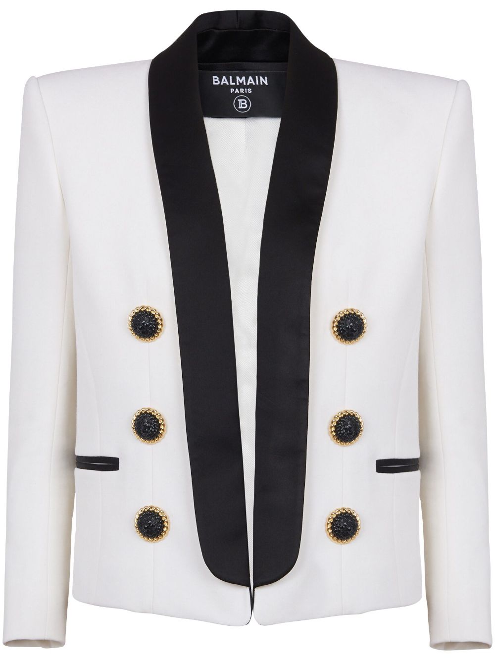 CHAQUETA BLANCA SOLAPA NEGRA 6 BTN