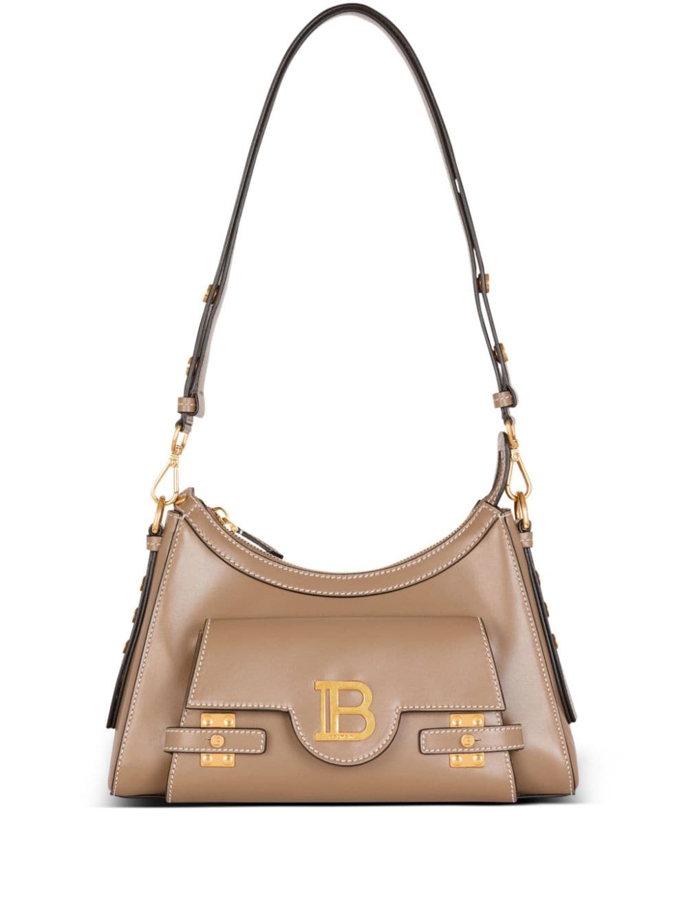 BOLSO HOBO BUZZ TAUPE LOGO DORADO