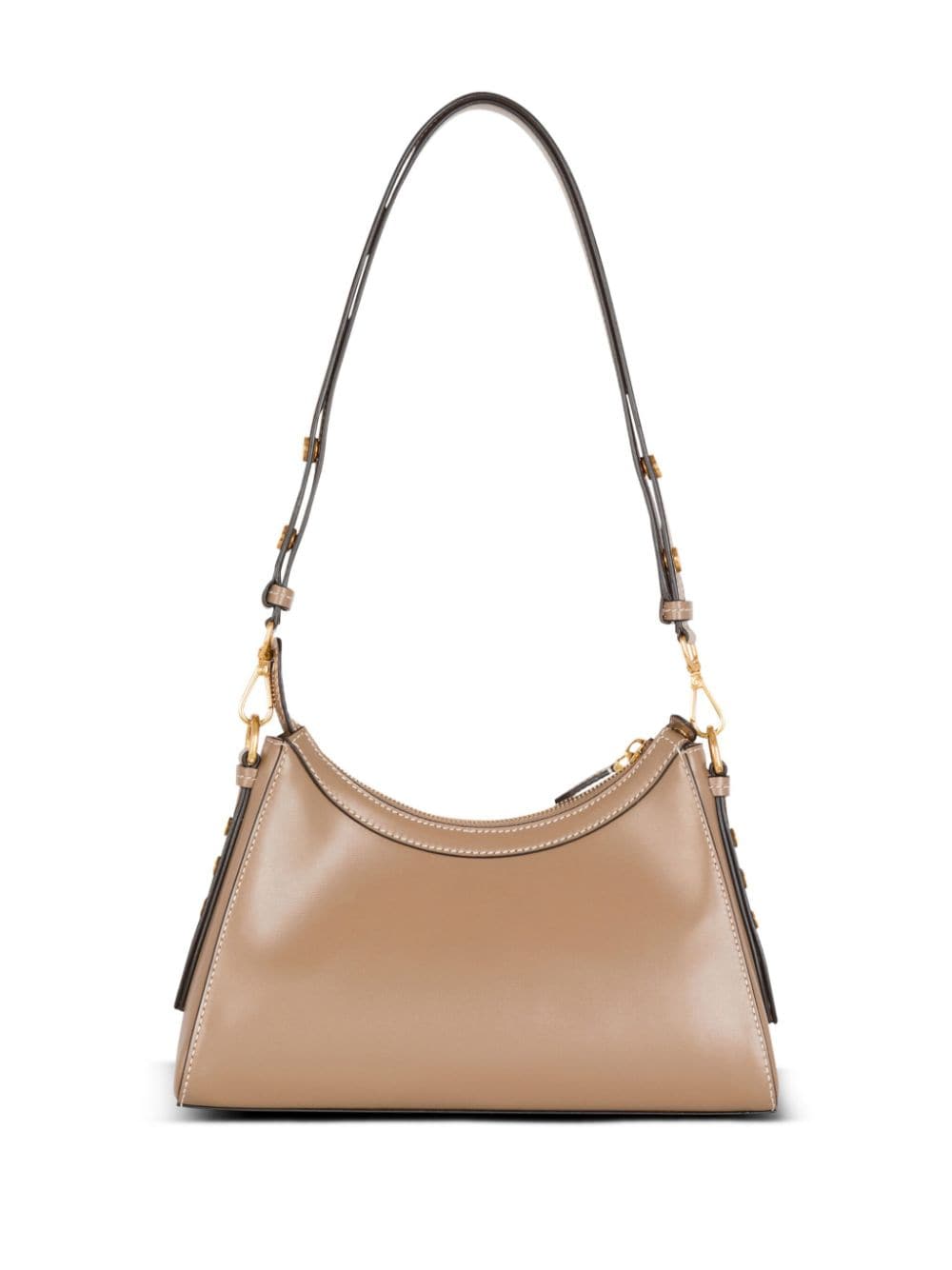 BOLSO HOBO BUZZ TAUPE LOGO DORADO