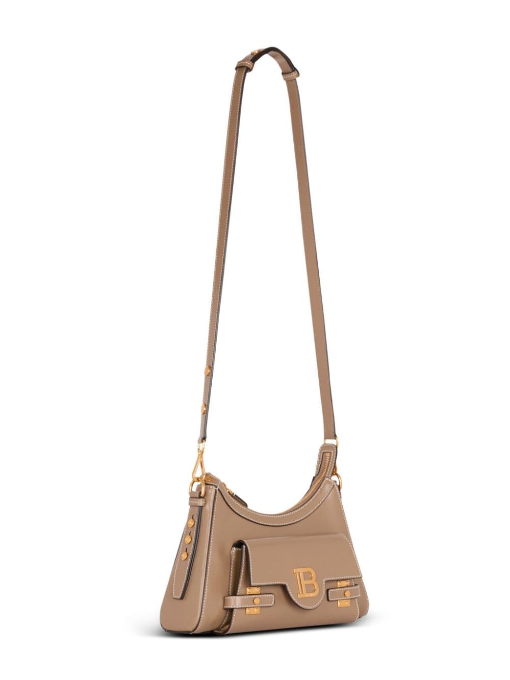 BOLSO HOBO BUZZ TAUPE LOGO DORADO