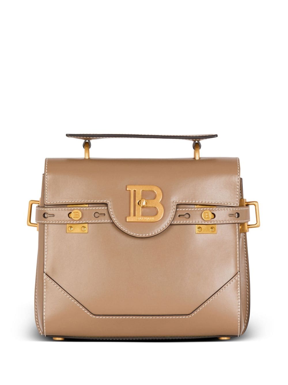 BOLSO BUZZ 23 TAUPE LOGO DORADO