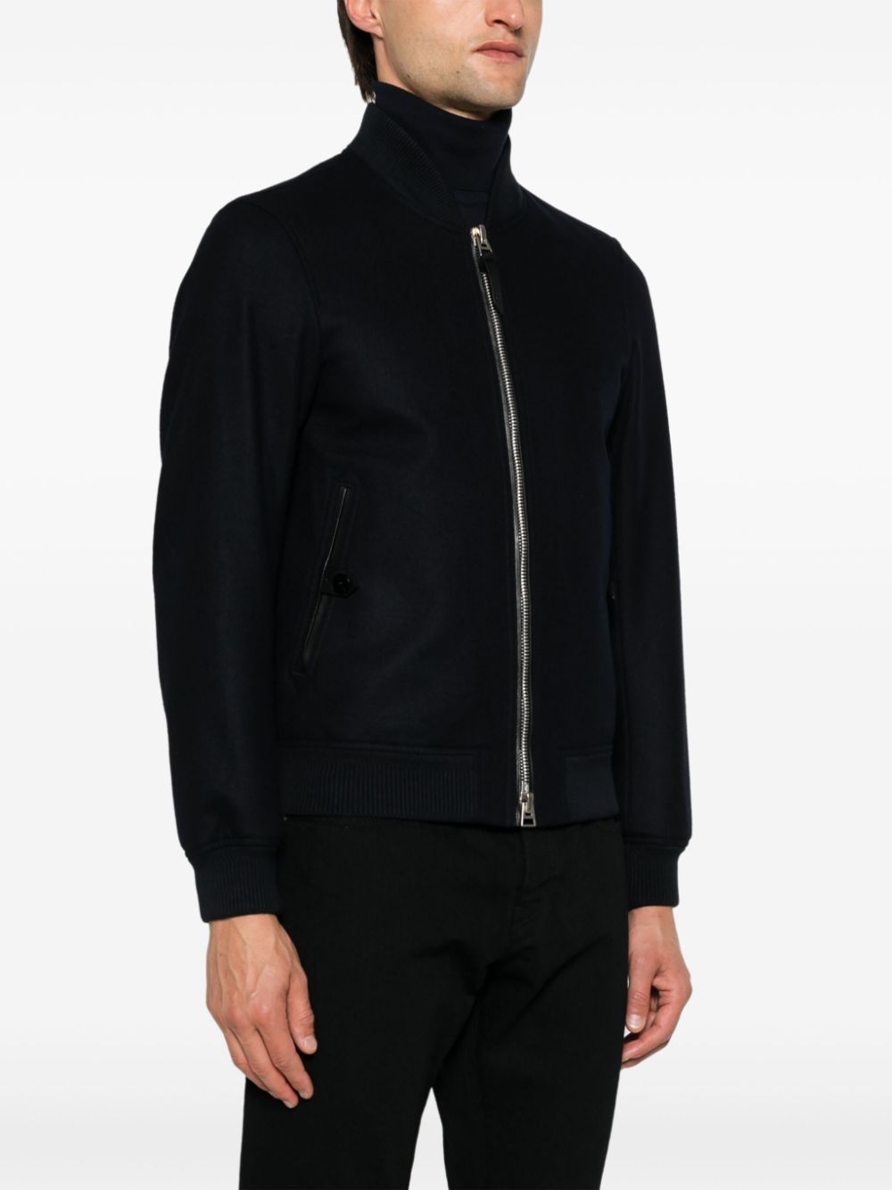 BOMBER MARINO ZIP PLATEADO