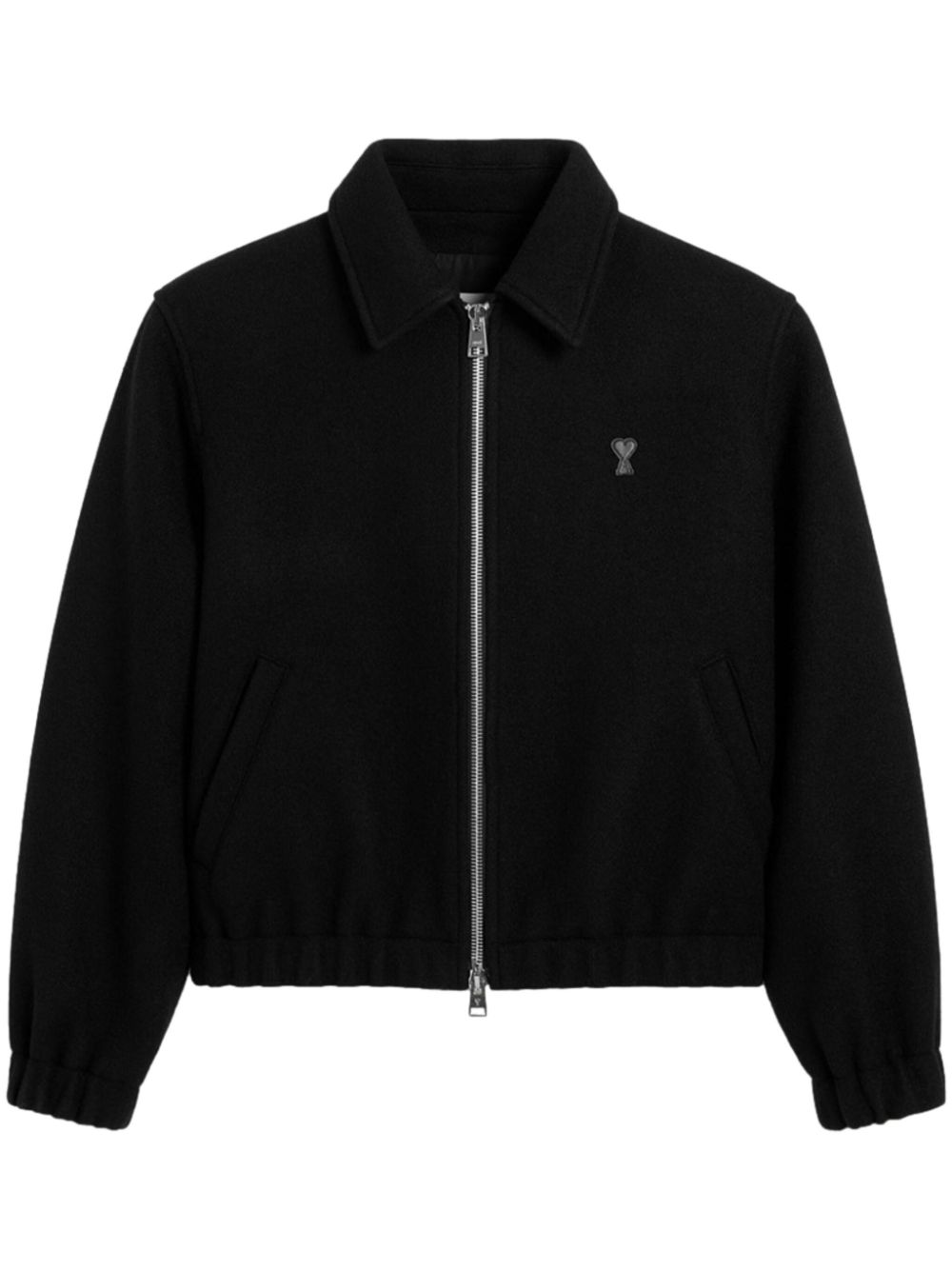 CHAQUETA NEGRA PAÑO LOGO NEGRO ZIP