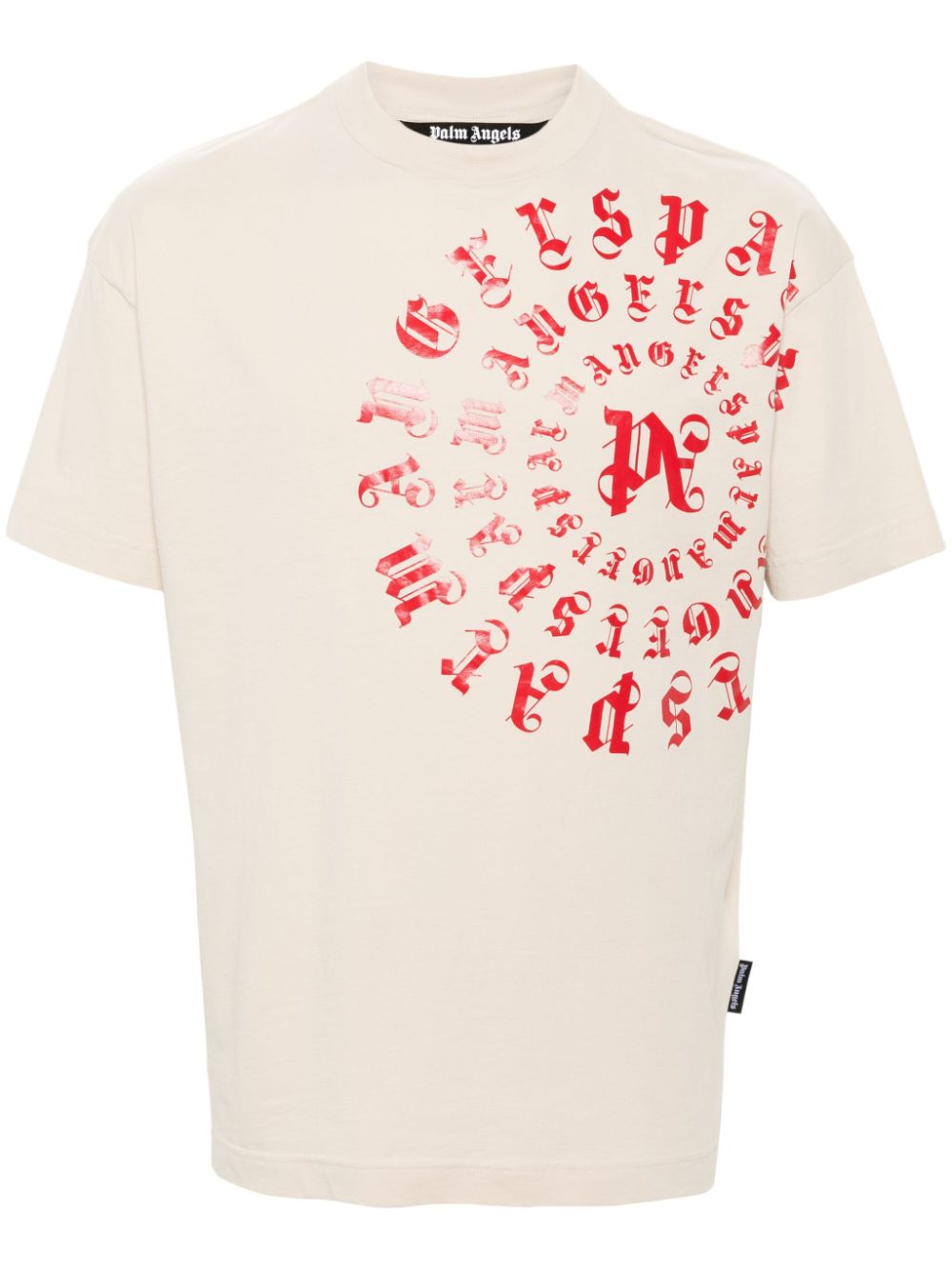 CAMISETA MC VERTIGO BEIGE LETRAS ROJAS