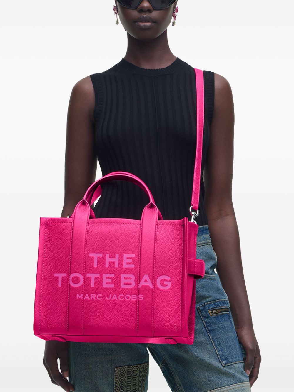 TOTE PIEL THE MEDIUM ROSA CHICLE LOGO