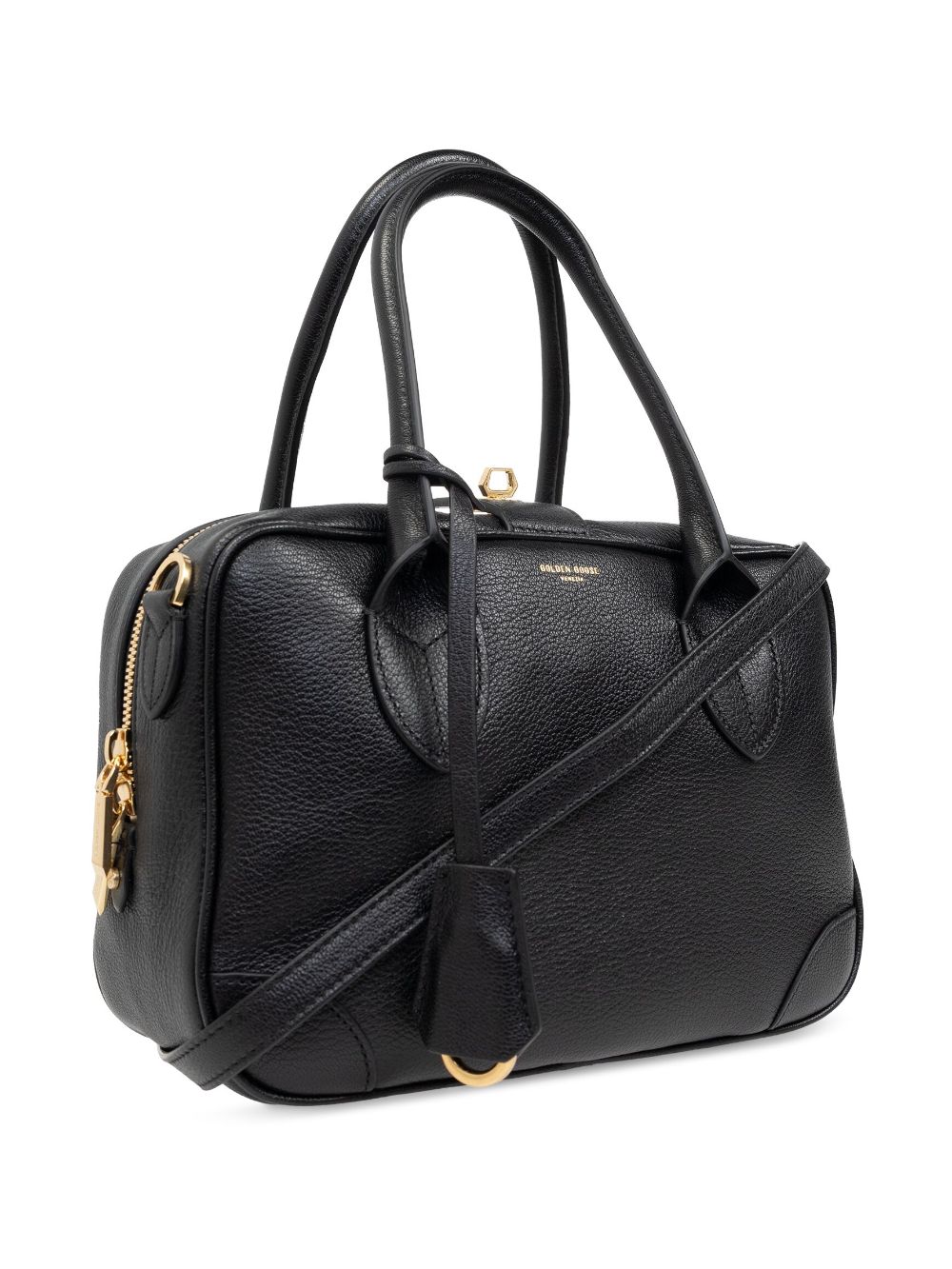 BOLSO VITA NEGRO ZIP LOGO DORADOS