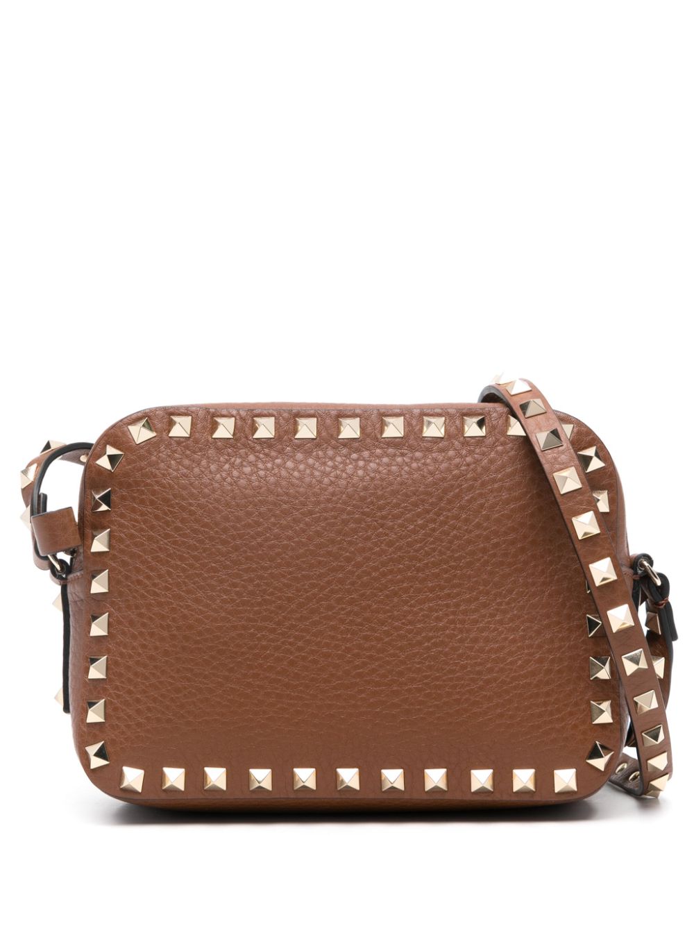 CROSSBODY CAMEL LOGO DORADO ZIP TACHAS