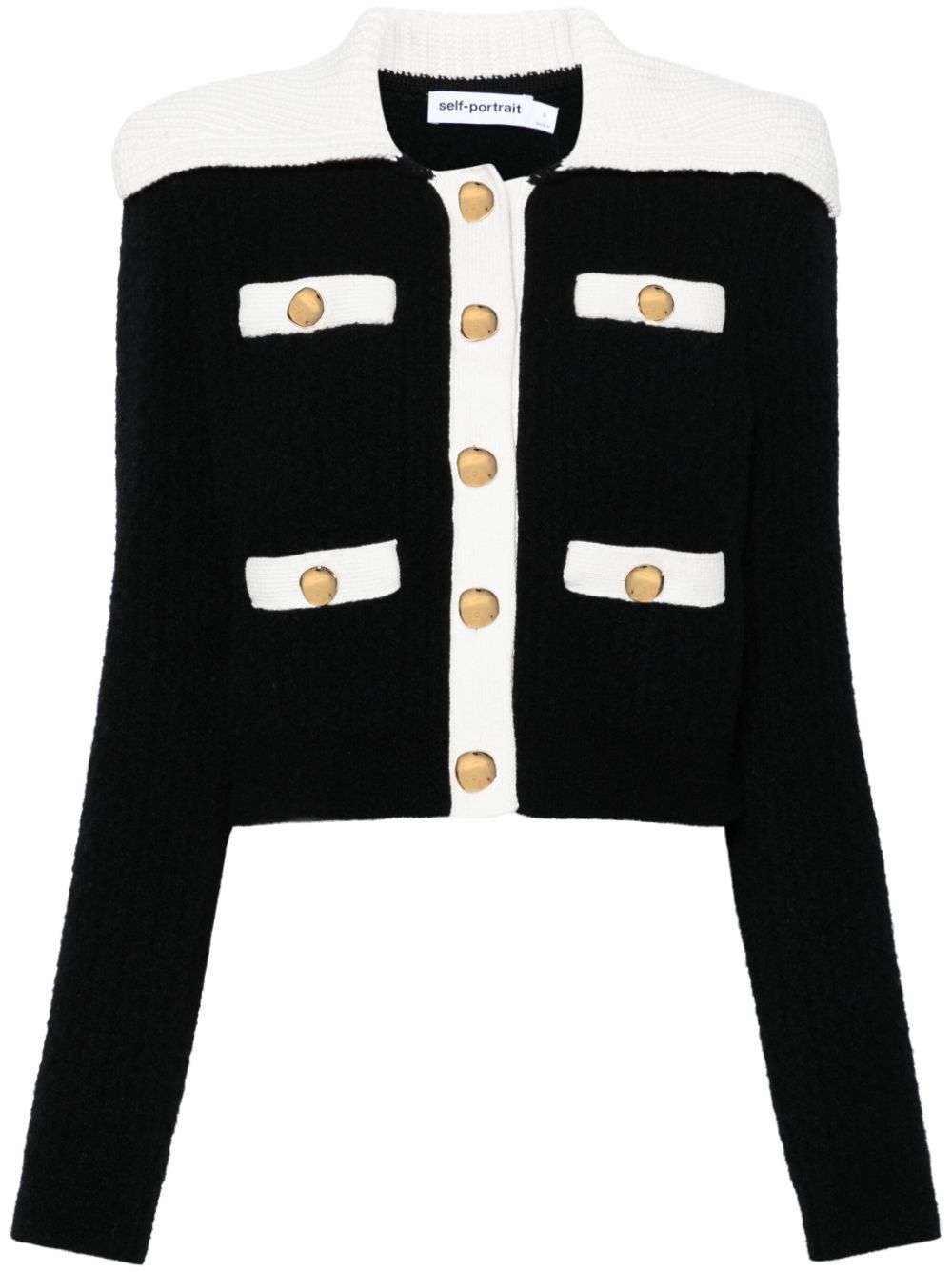 CARDIGAN  NEGRO PUNTO VIVOS BLANCOS