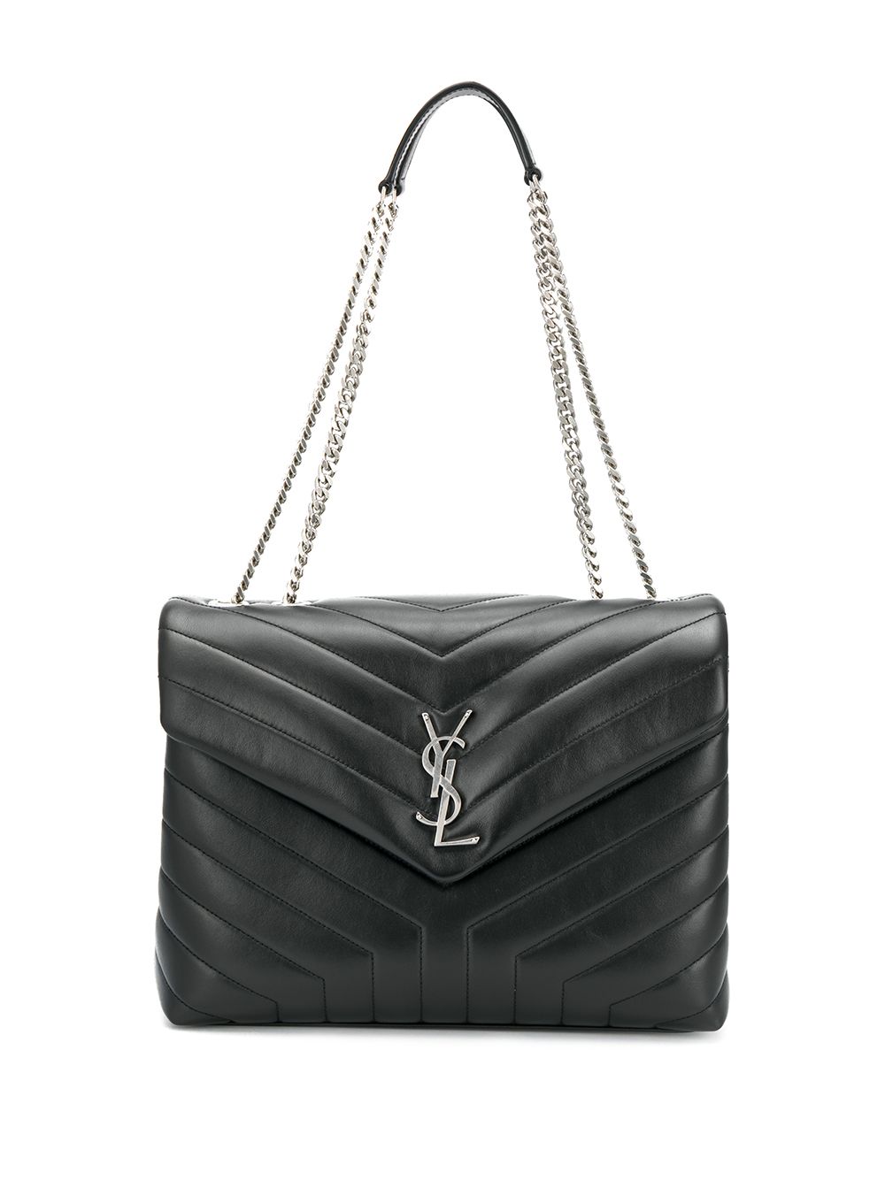 BOLSO LOULOU M NEGRO LOGO PLATEADO