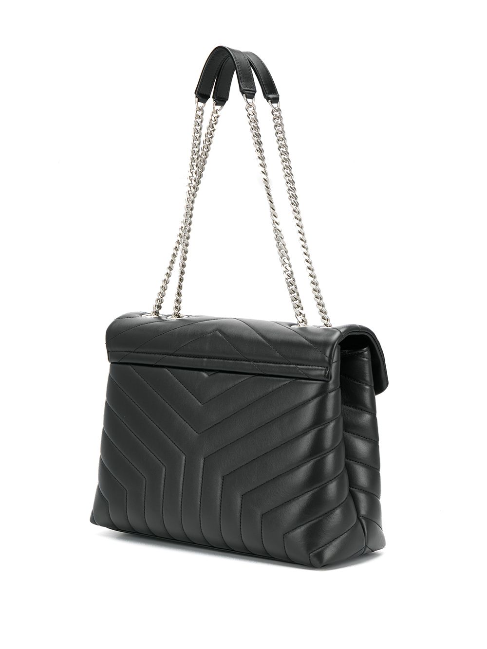 BOLSO LOULOU M NEGRO LOGO PLATEADO