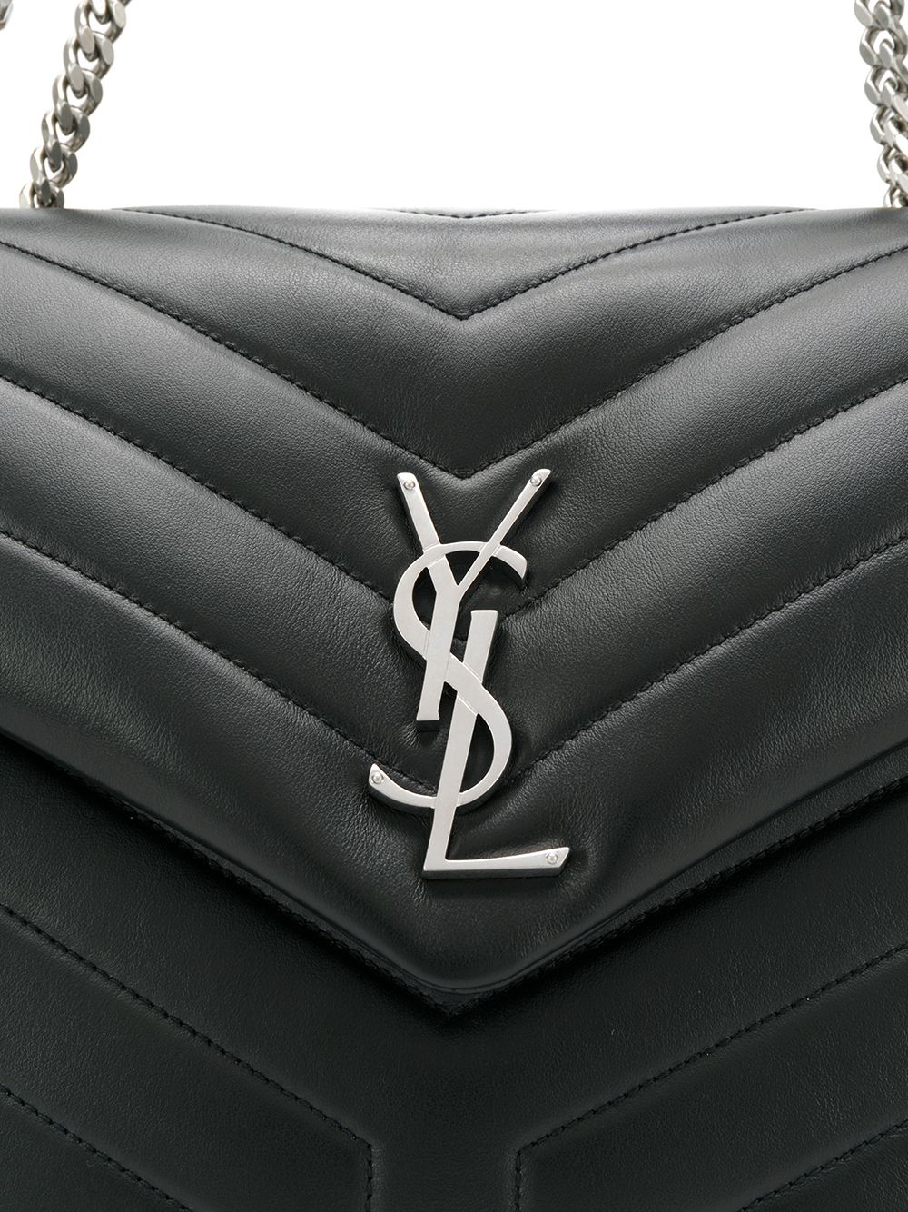 BOLSO LOULOU M NEGRO LOGO PLATEADO