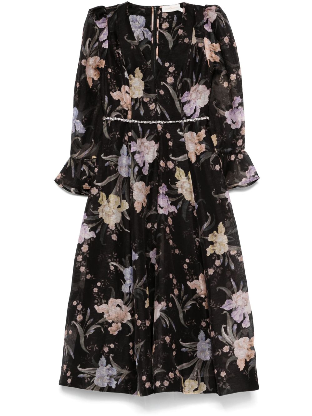 VESTIDO ML EDEN NEGRO MIDI EST FLORES