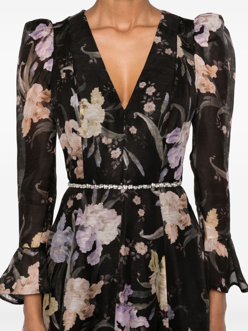 VESTIDO ML EDEN NEGRO MIDI EST FLORES