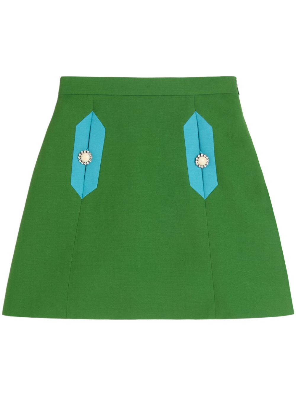 FALDA CORTA VERDE DETALLE BROCHES