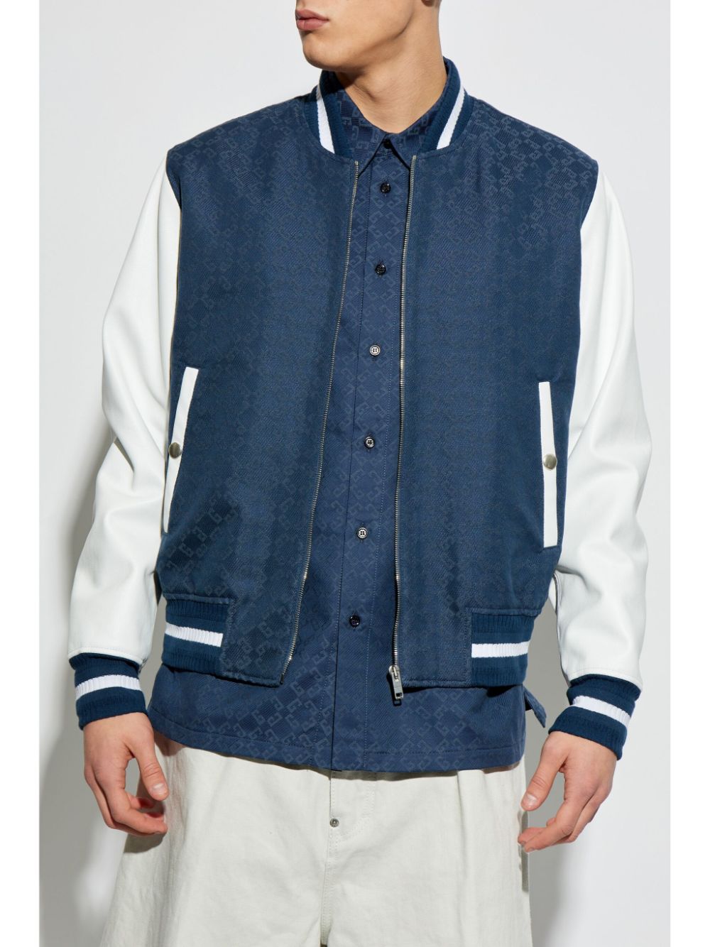 BOMBER VARSITY MARINO BLANCO ZIP