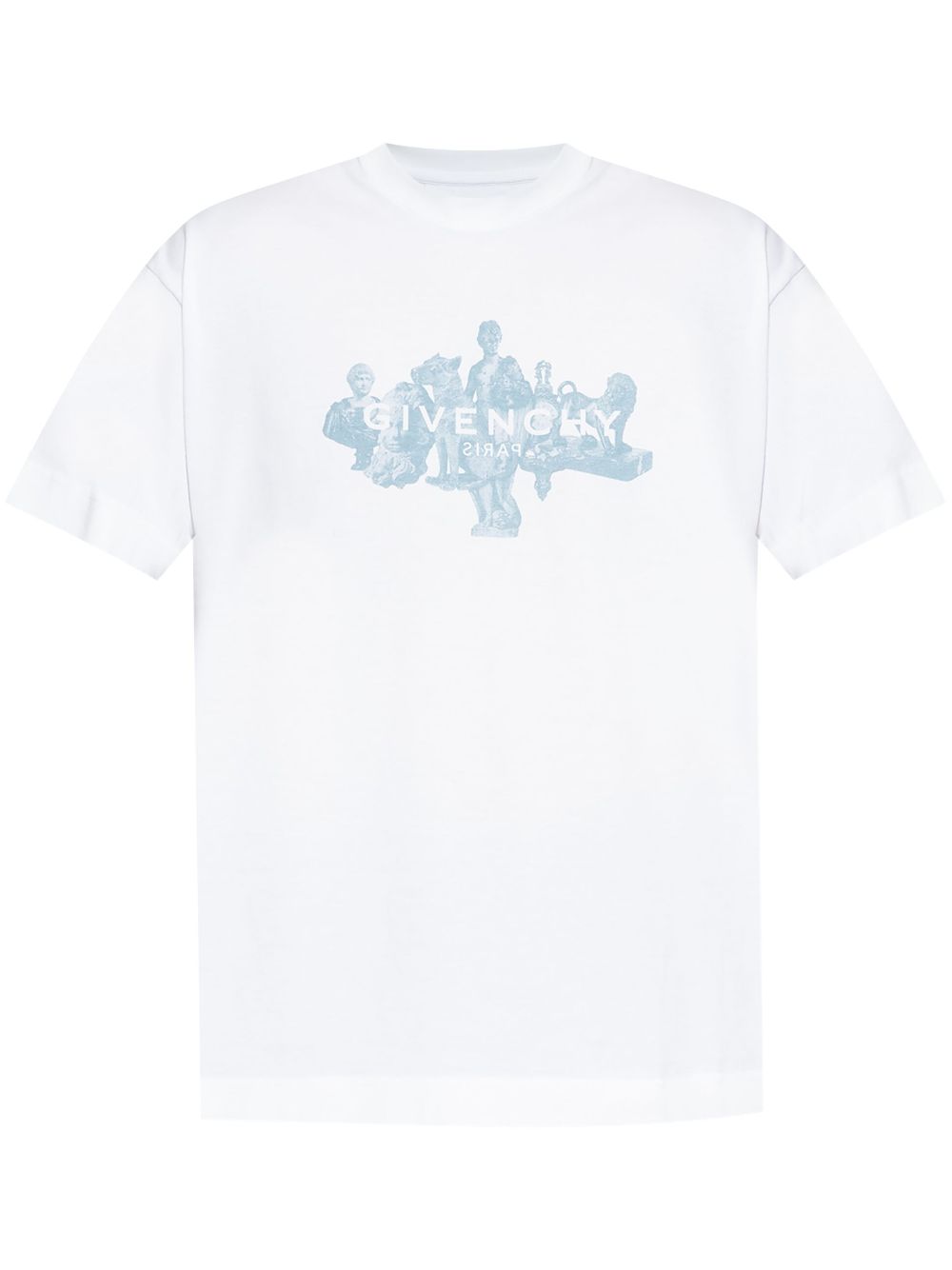 CAMISETA MC BLANCA DIBUJO AZUL LOGO