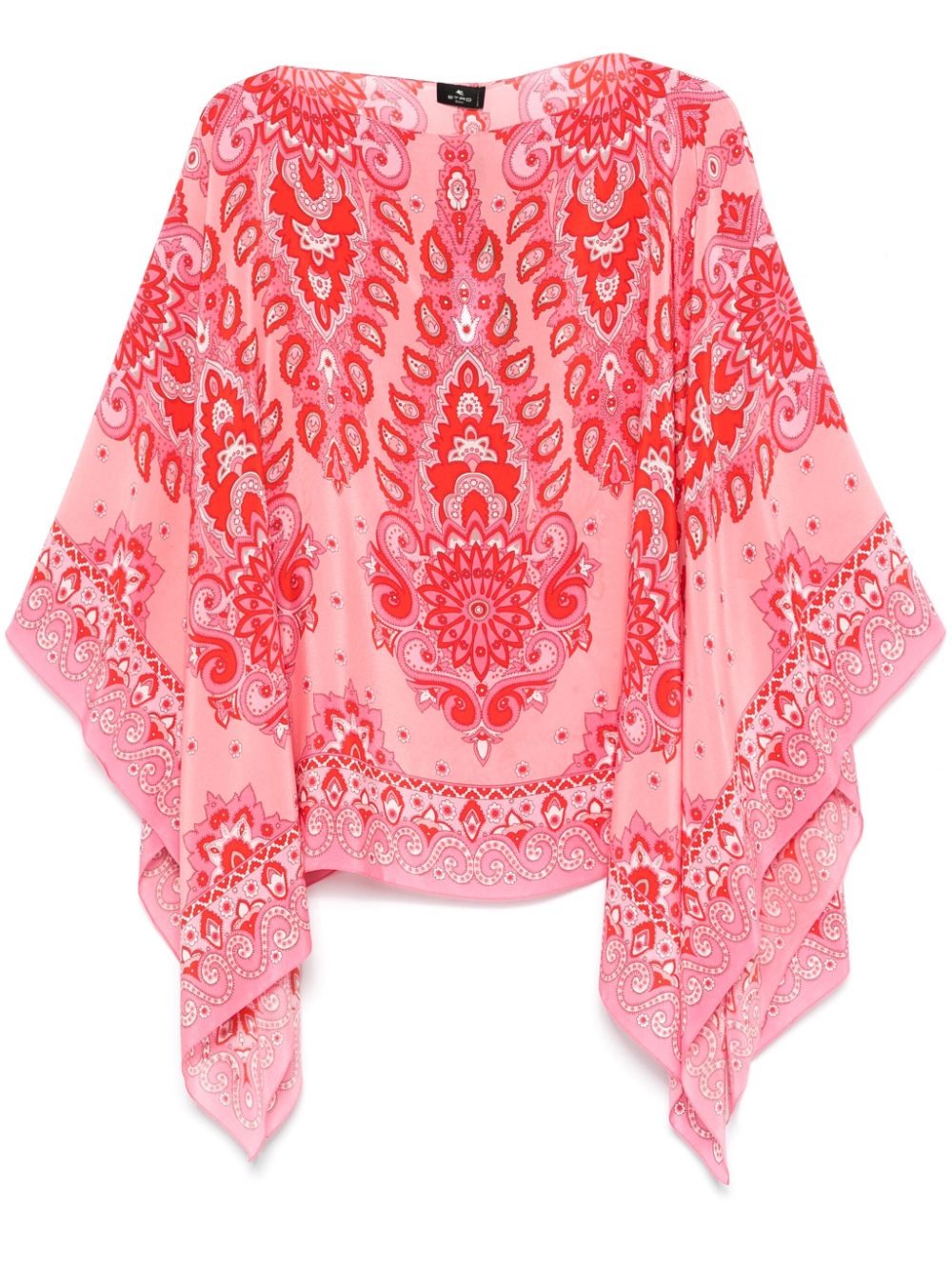 TOP PONCHO SEDA ROSA ESTAMP AMEBAS