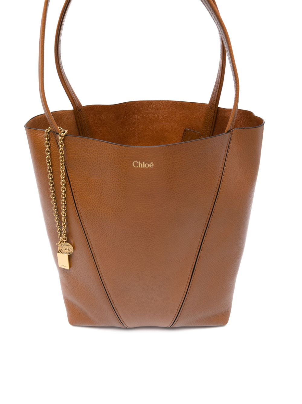 TOTE M MARRON LOGO DORADO