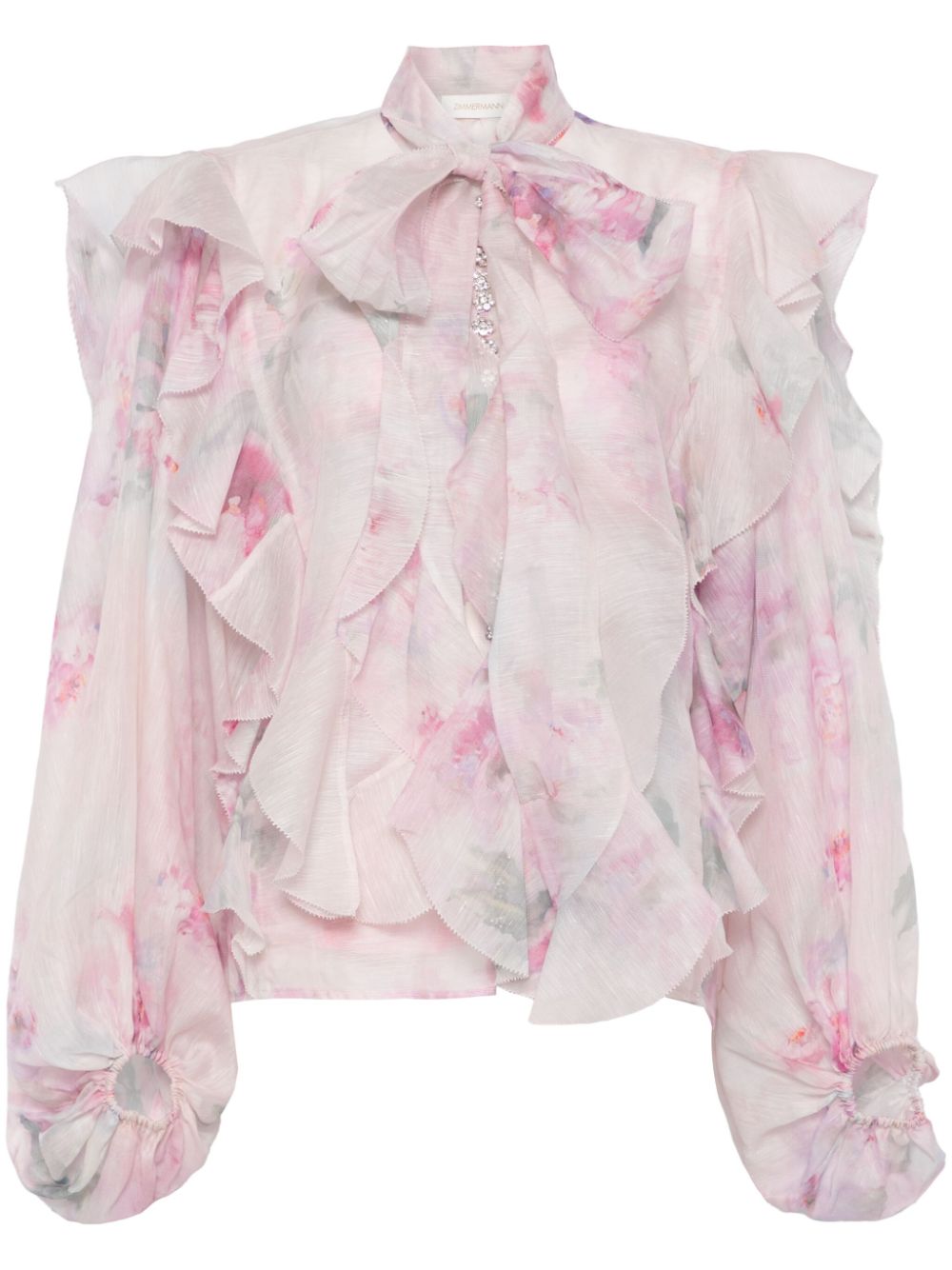 BLUSA CRUSH EST ROSAS CUELLO RIZADO