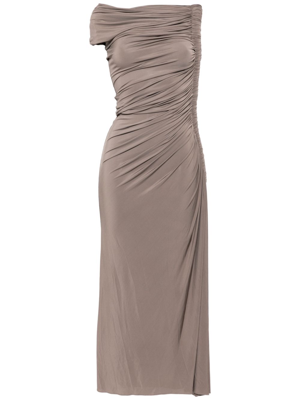 VESTIDO PIPE P HONOR TAUPE DRAPEADO