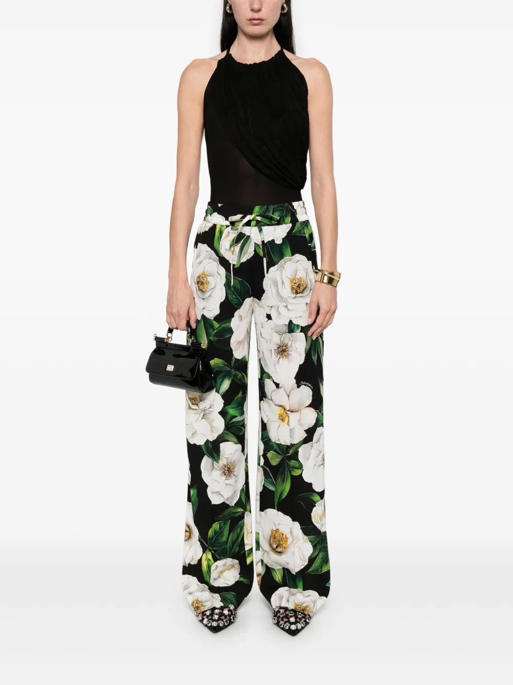 PANTALON NEGRO ESTAMP FLORES