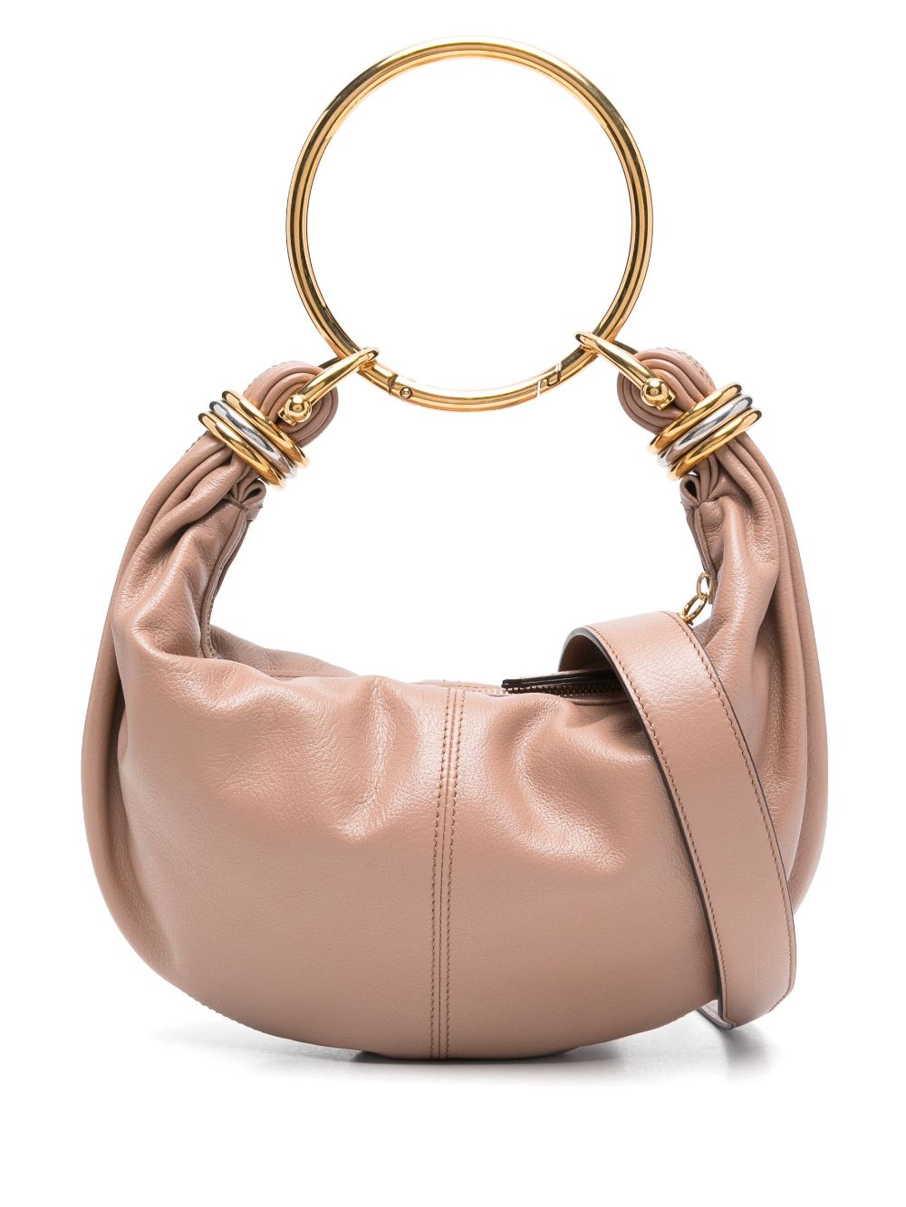 BOLSO HOBO S MEDIA LUNA NUDE LOGO DORADO